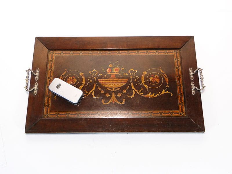 Breakfast tray, brown, wood, brass, Poland, early 20th c. - 359914