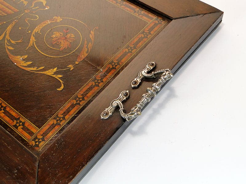 Breakfast tray, brown, wood, brass, Poland, early 20th c. - 359916