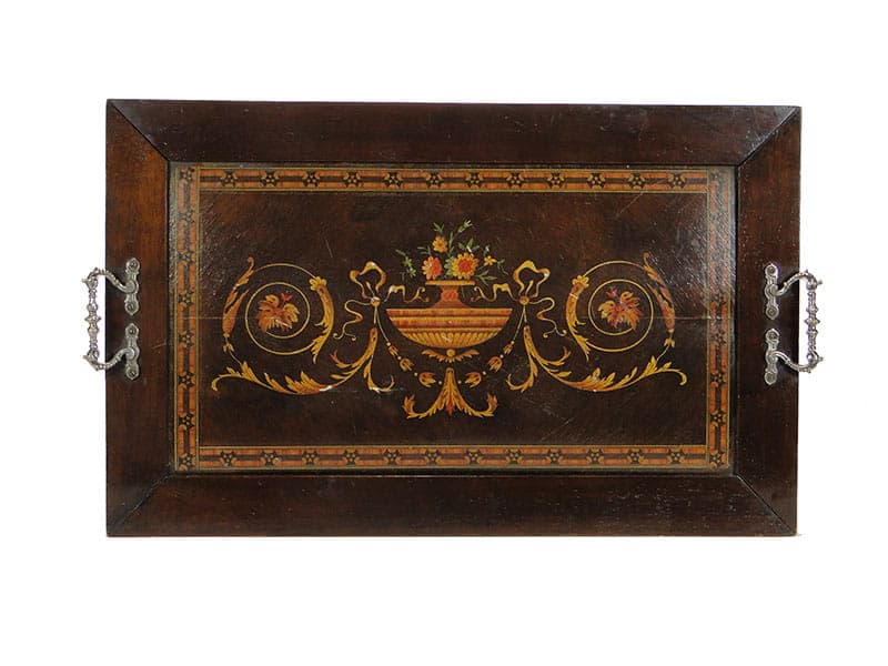 Breakfast tray, brown, wood, brass, Poland, early 20th c. - 359913