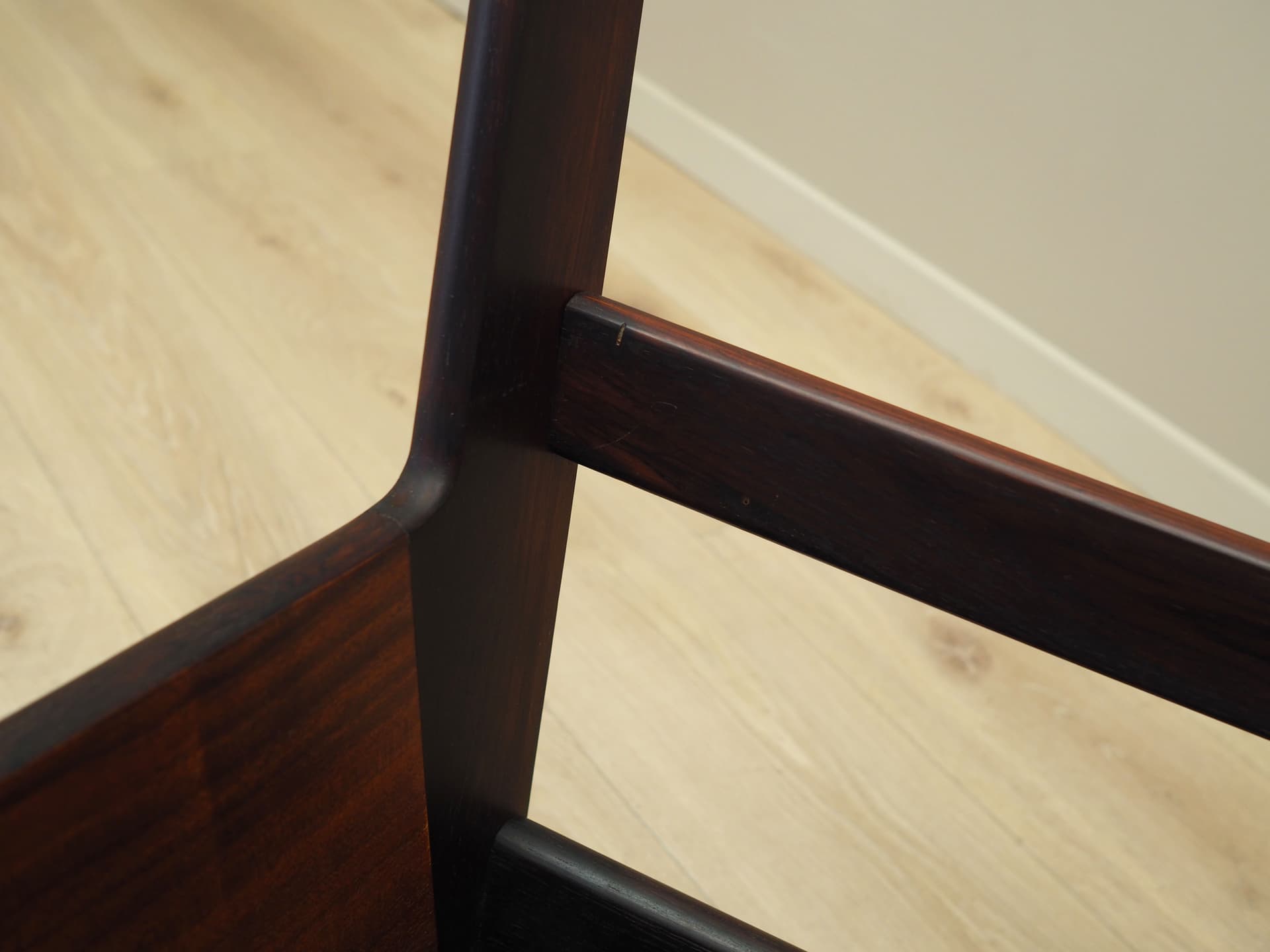 Fotel gabinetowy, skóra czarna, palisander, Dania, lata 70. - 66208