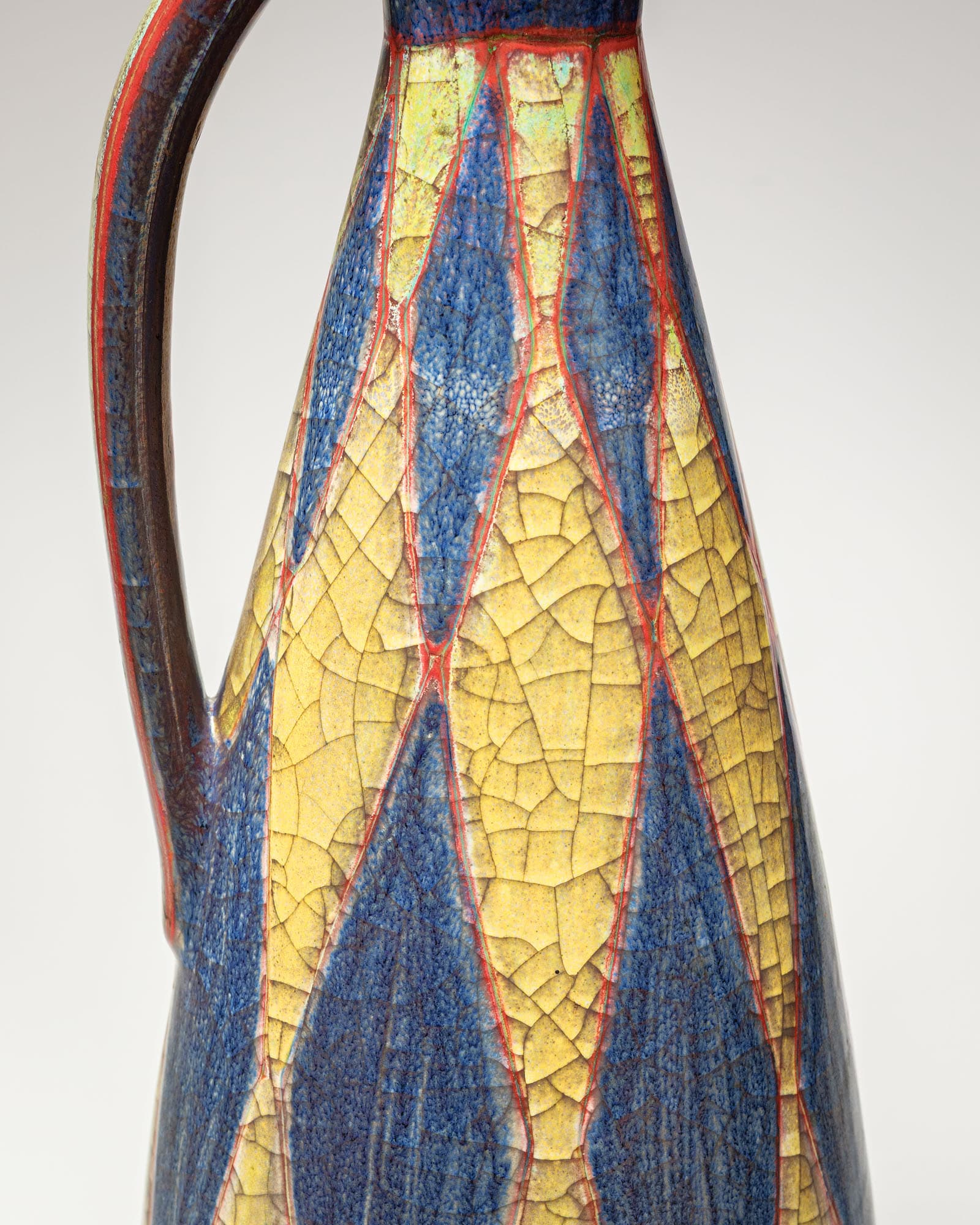 Set of pitcher and tray, yellow blue red ceramics, by M. Starck, Michael Andersen, Denmark, 1950s. - 360237
