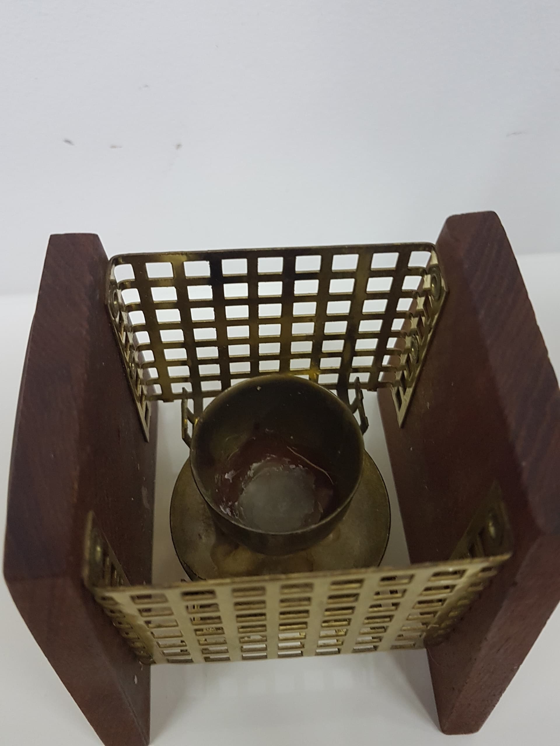 Candle Holder, brown teak, transparent glass, Denmark, 1960s. - 360404