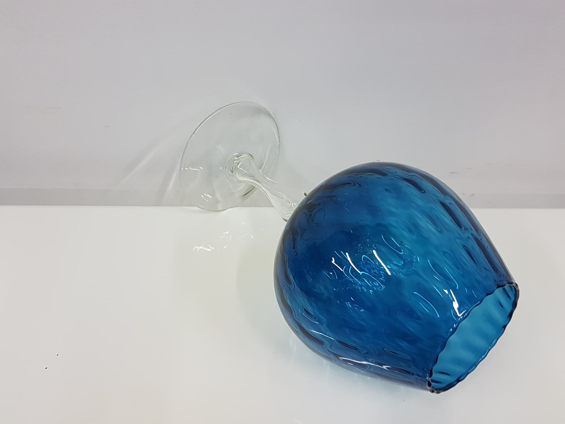 Vase Goblet, blue-purple, glass, Italy, 1970s. - 360468