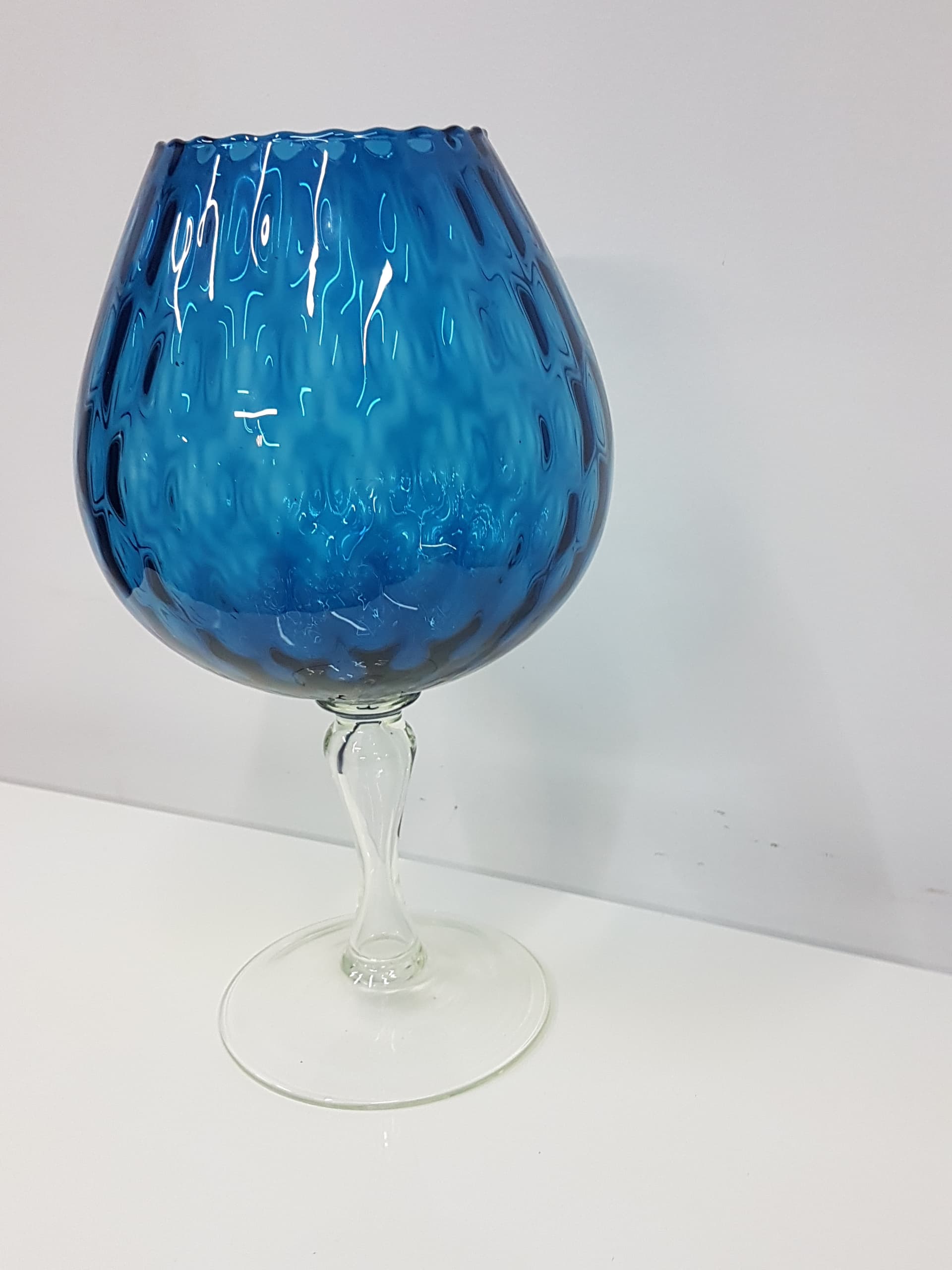 Vase Goblet, blue-purple, glass, Italy, 1970s. - 360469