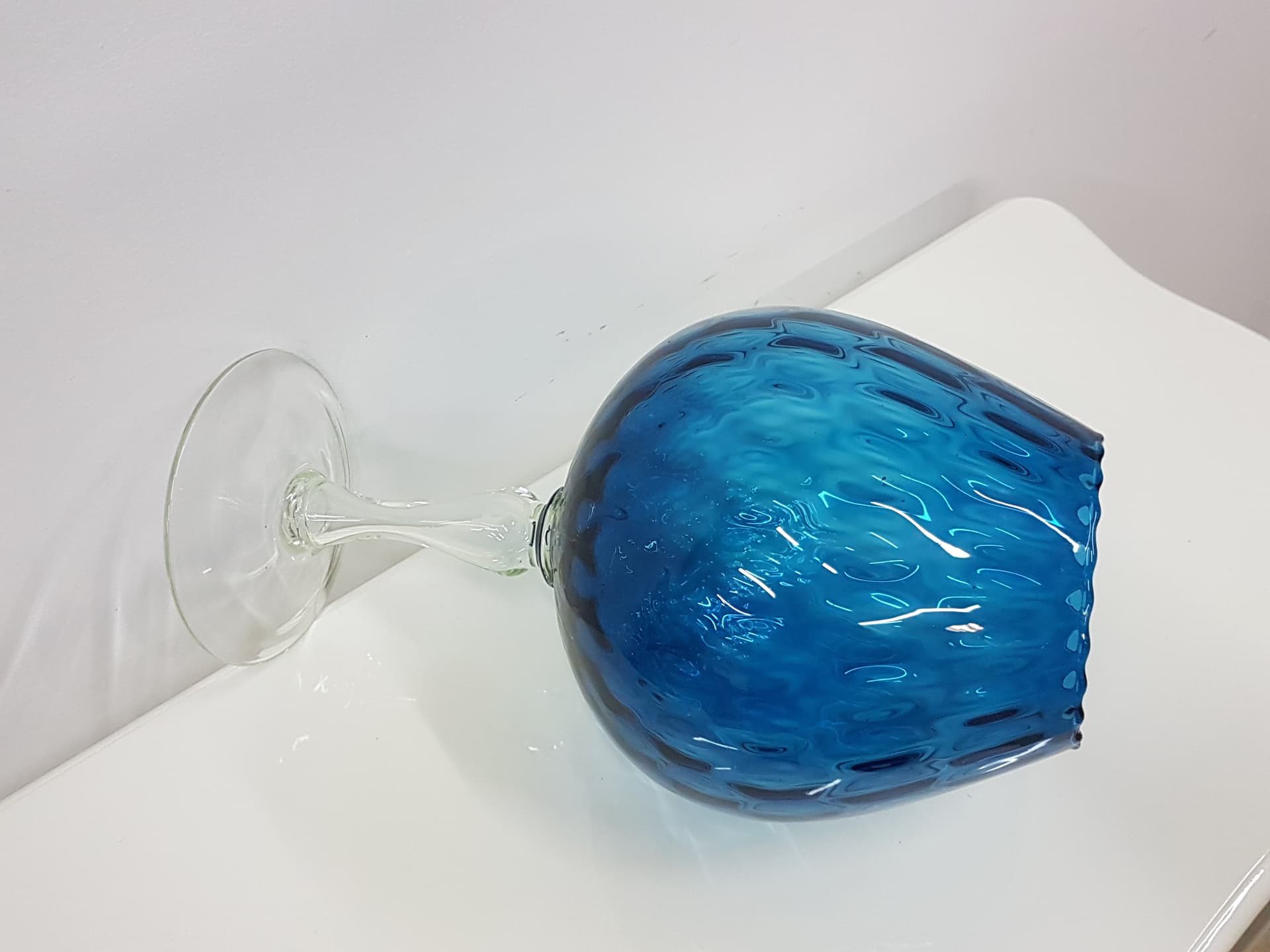 Vase Goblet, blue-purple, glass, Italy, 1970s. - 360465