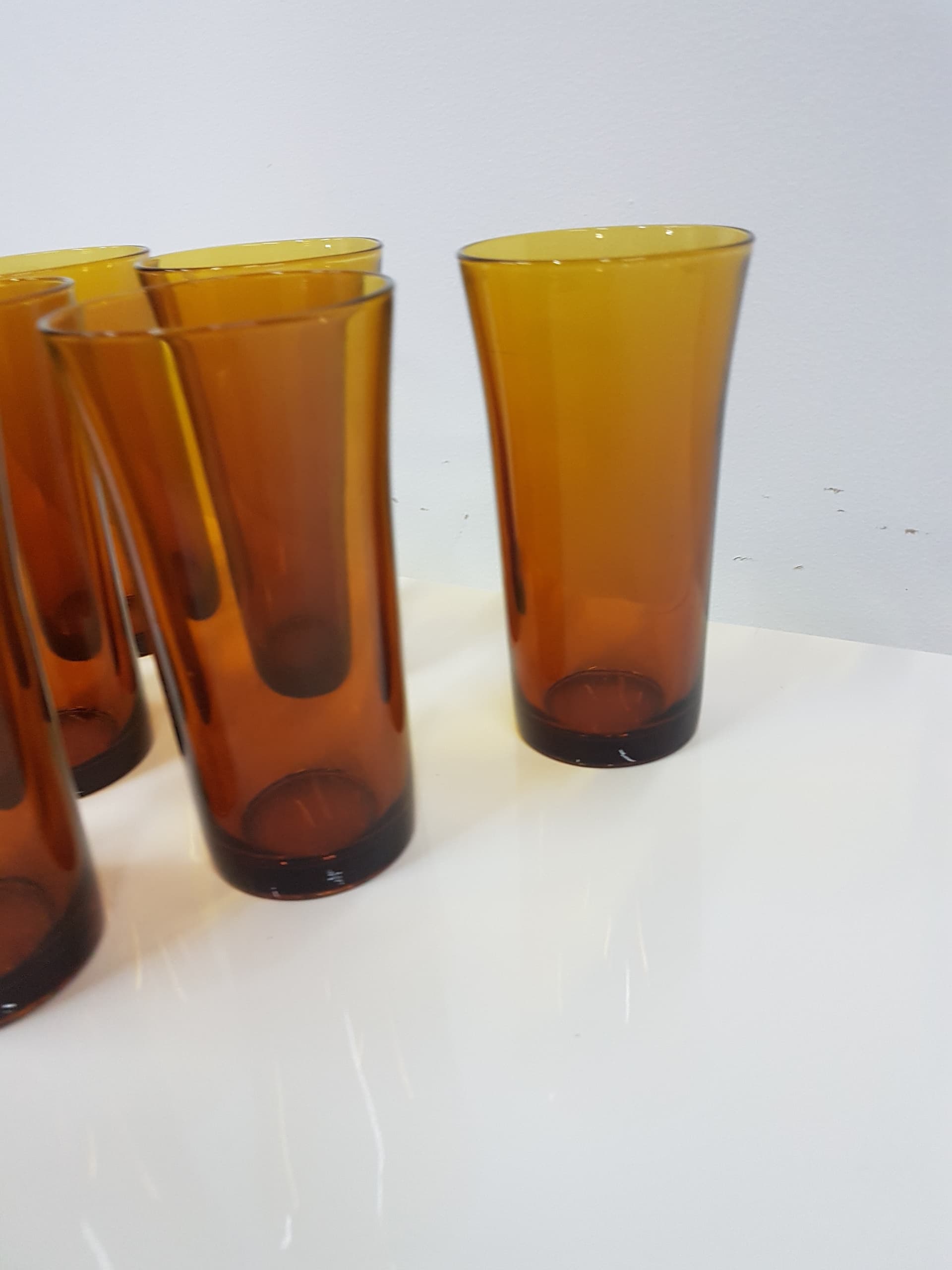 Set of six glasses, amber, glass, Duralex, France, 1980s. - 360497