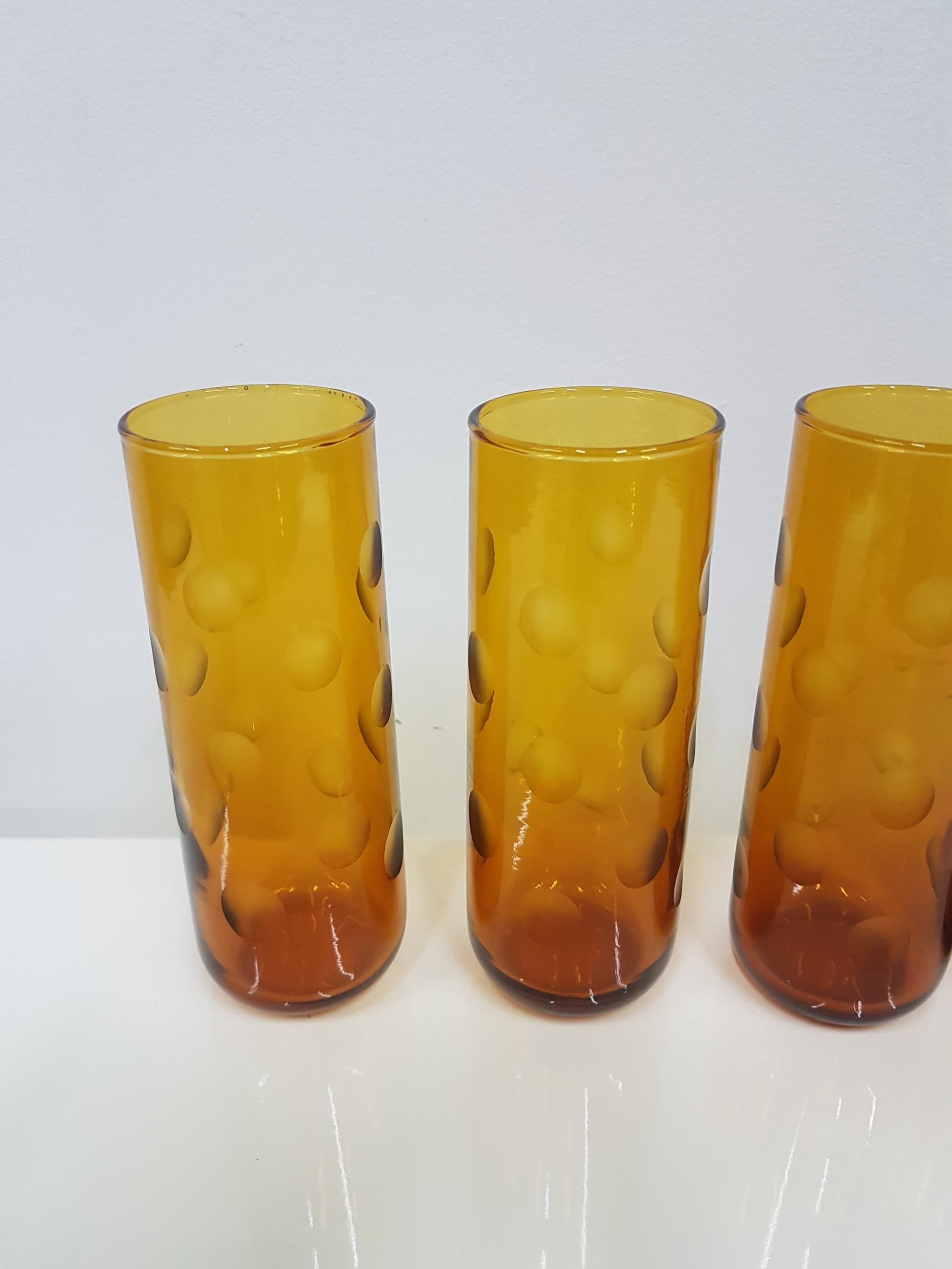 Set of four Eldorado glasses, amber glass, Hazel Atlas, USA, 1970s. - 360512