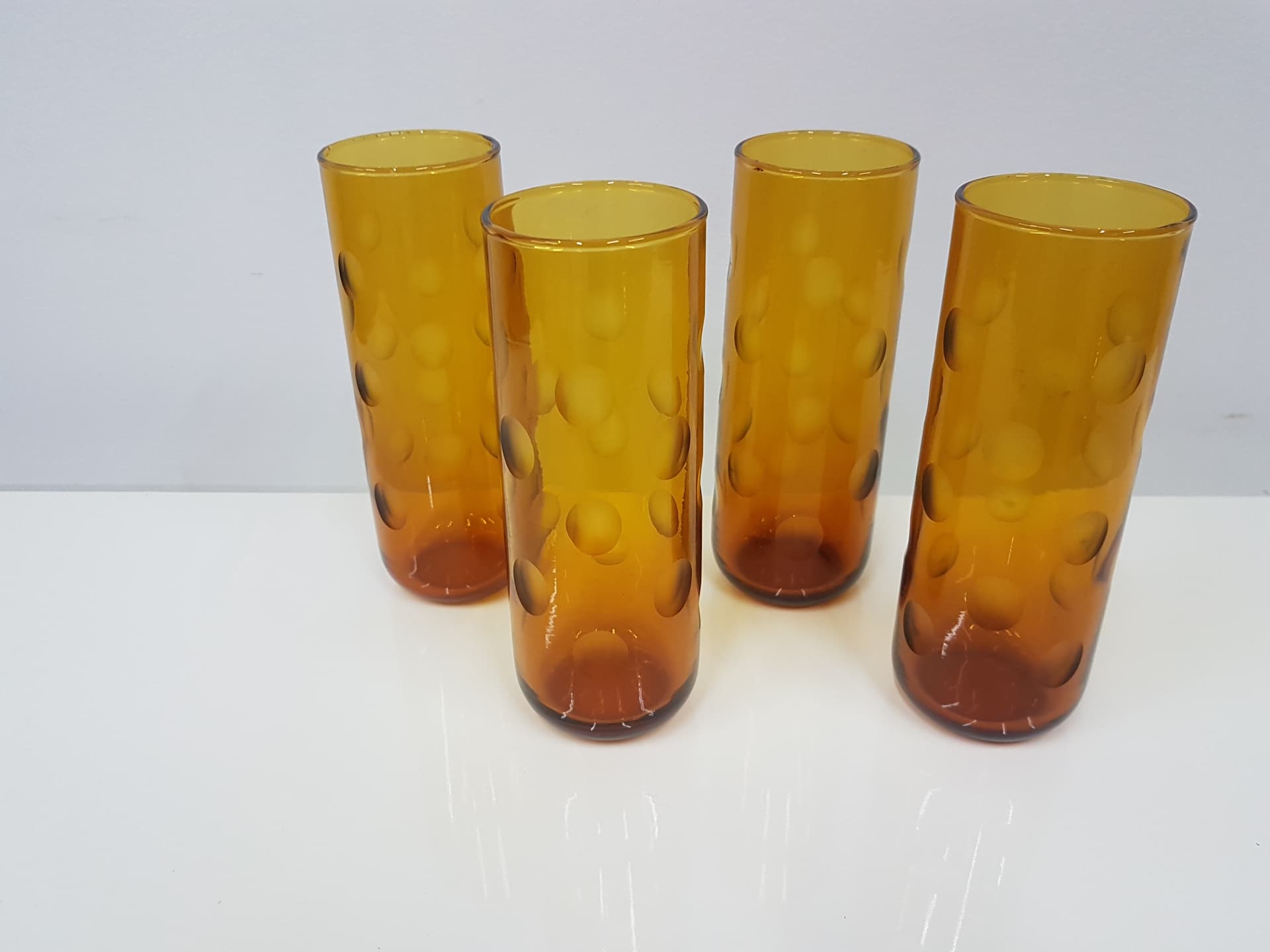 Set of four Eldorado glasses, amber glass, Hazel Atlas, USA, 1970s. - 360508