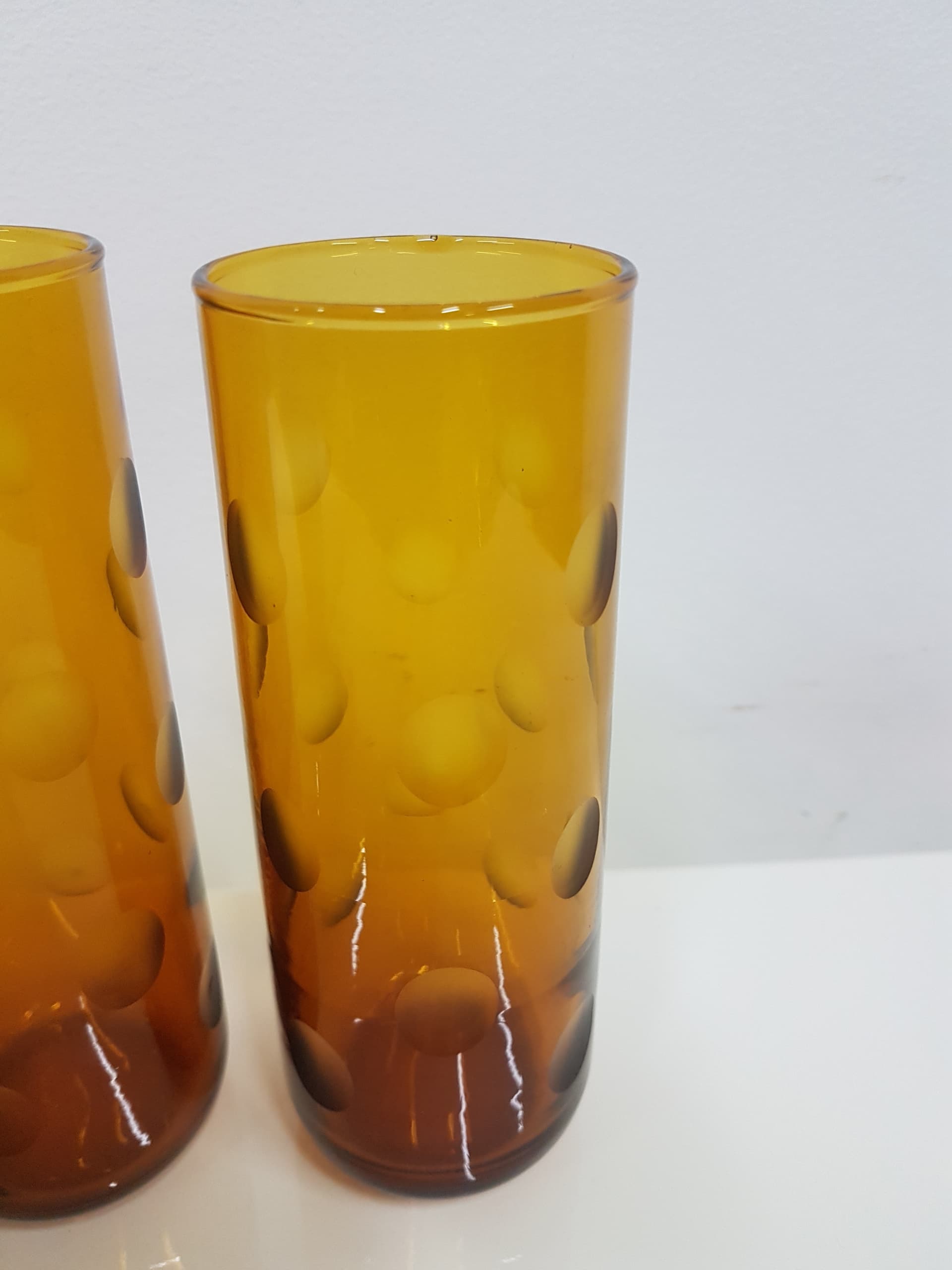 Set of four Eldorado glasses, amber glass, Hazel Atlas, USA, 1970s. - 360501
