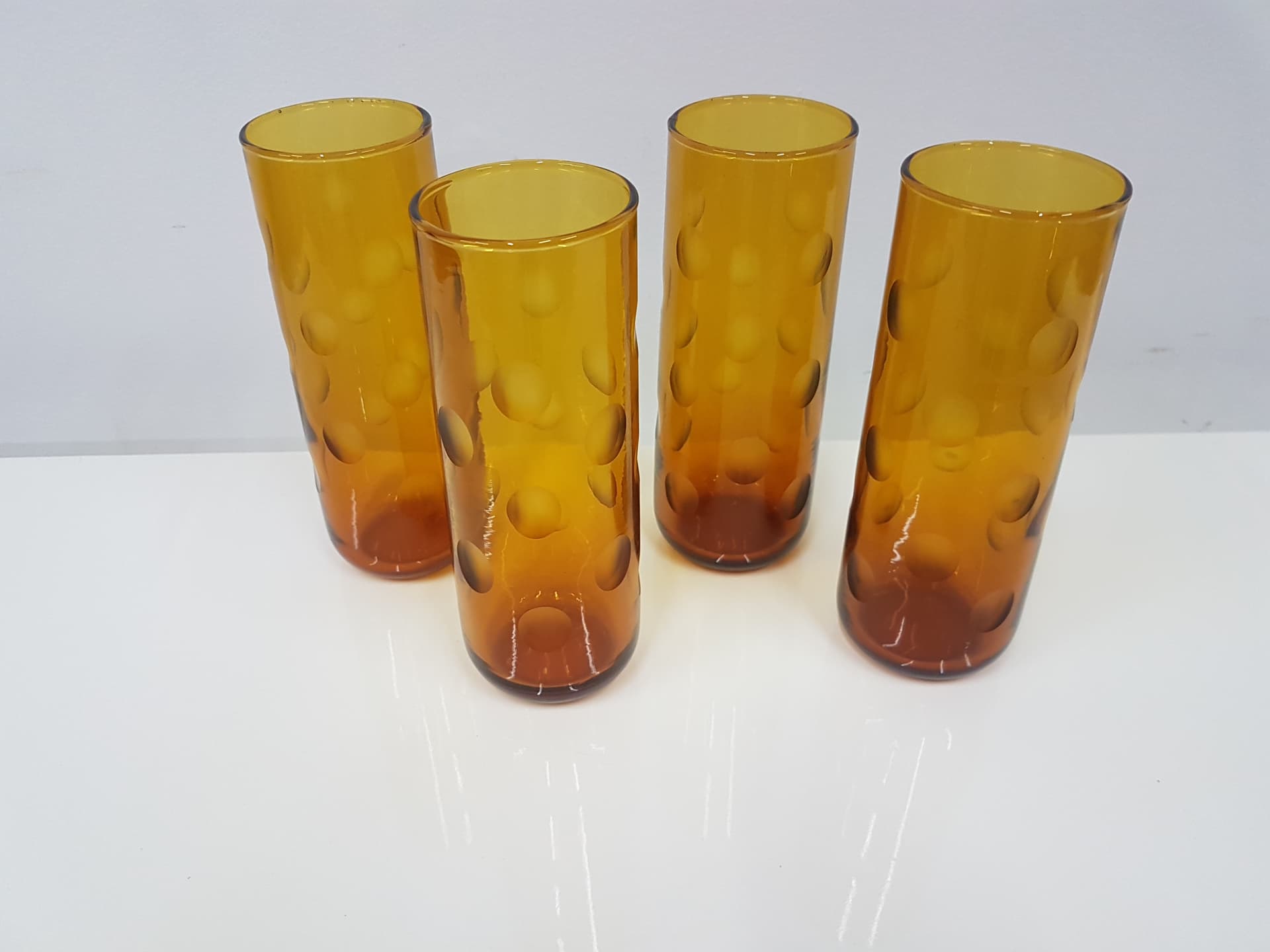 Set of four Eldorado glasses, amber glass, Hazel Atlas, USA, 1970s. - 360502