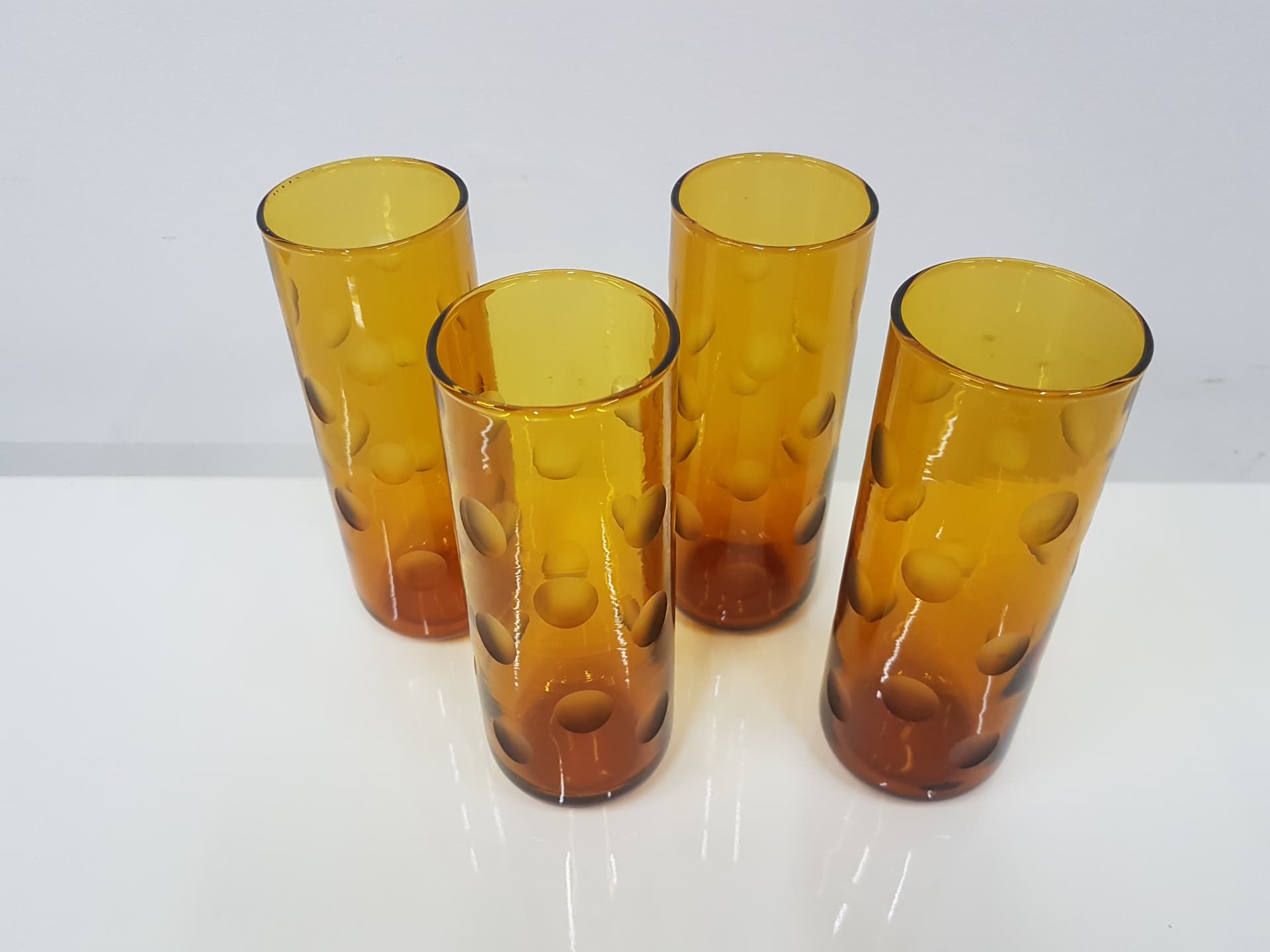 Set of four Eldorado glasses, amber glass, Hazel Atlas, USA, 1970s. - 360510