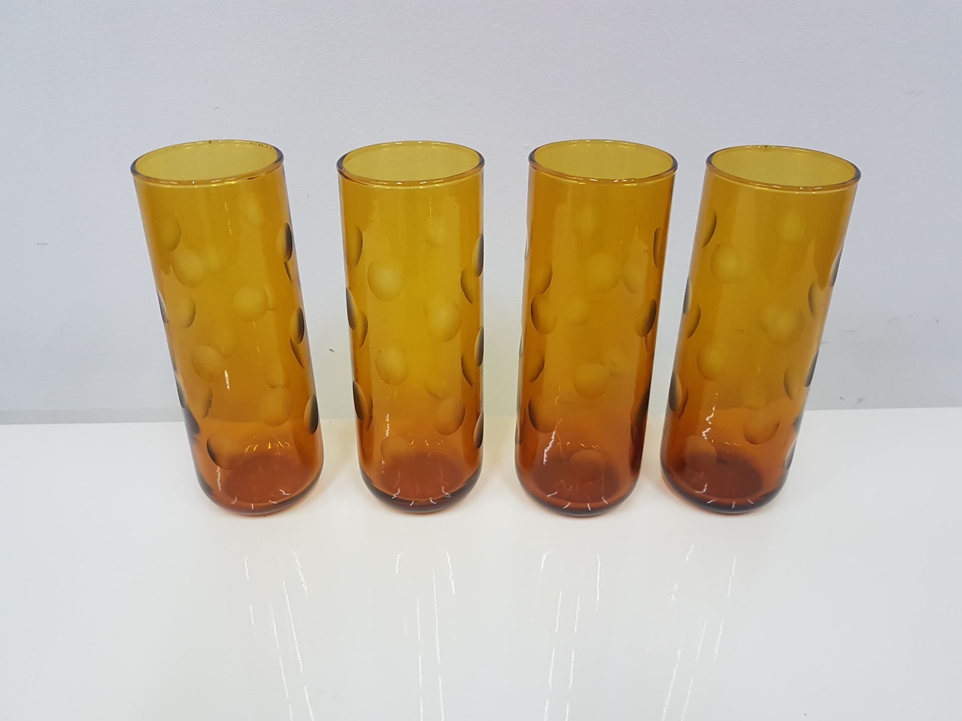 Set of four Eldorado glasses, amber glass, Hazel Atlas, USA, 1970s. - 360505