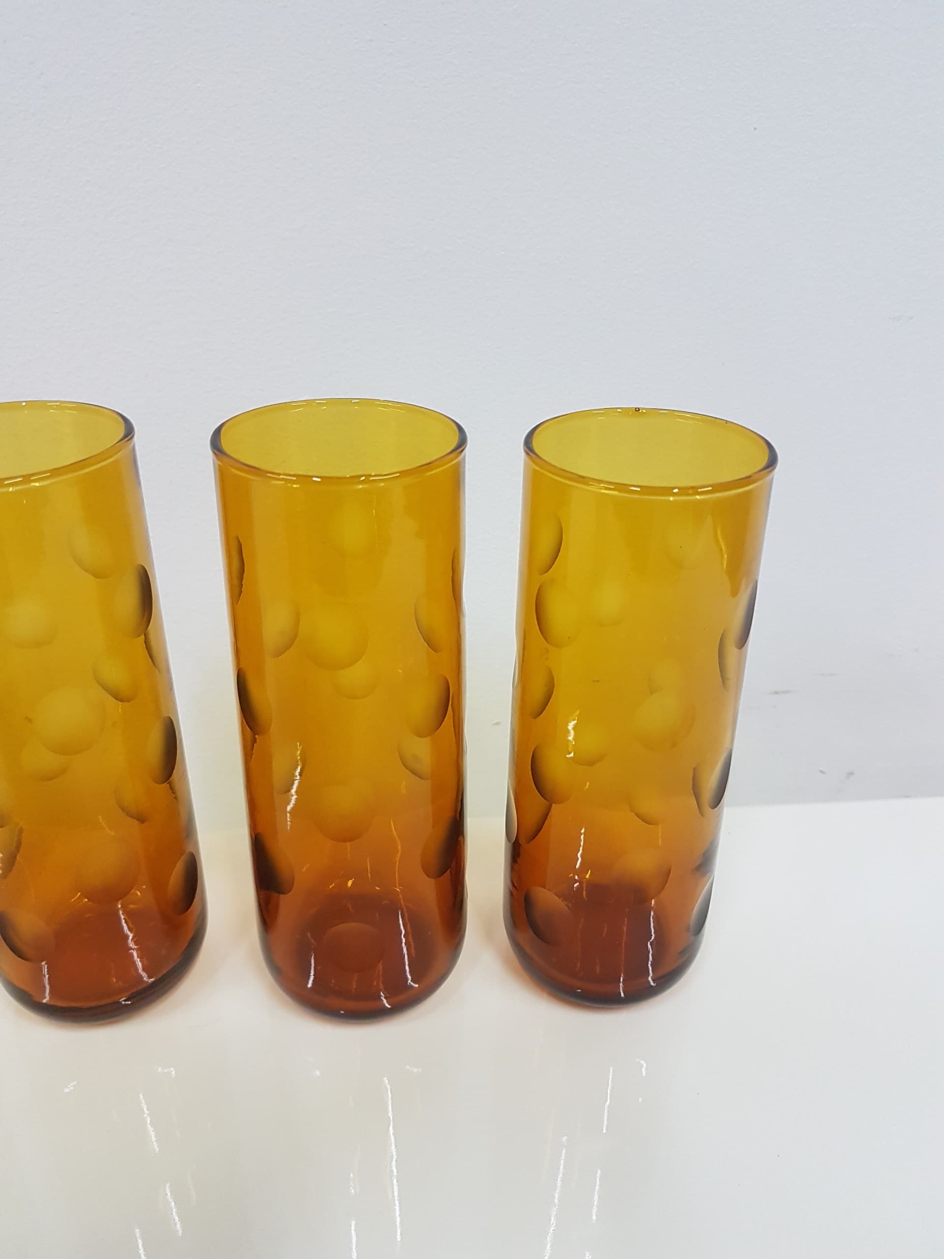 Set of four Eldorado glasses, amber glass, Hazel Atlas, USA, 1970s. - 360506