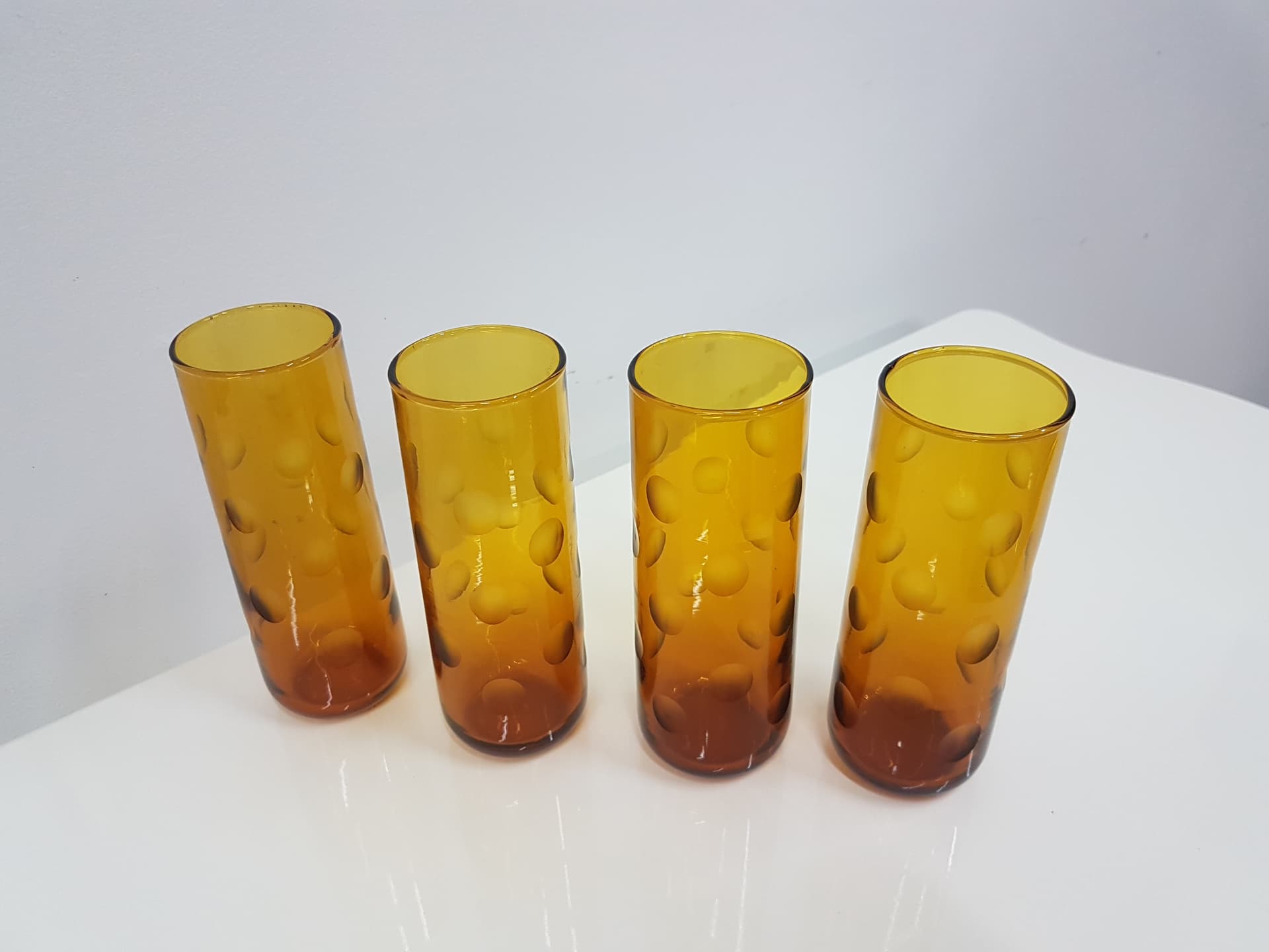 Set of four Eldorado glasses, amber glass, Hazel Atlas, USA, 1970s. - 360504