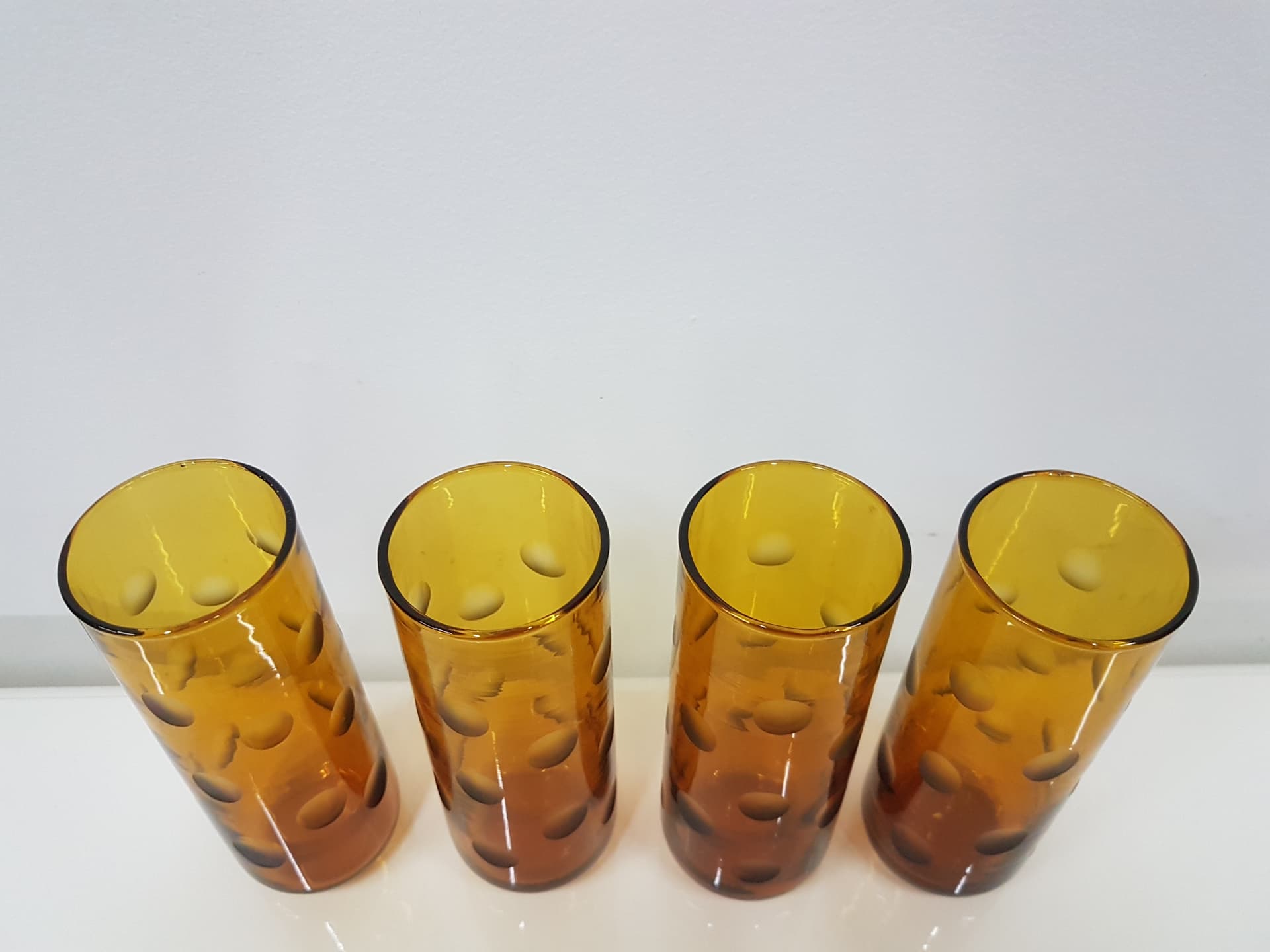 Set of four Eldorado glasses, amber glass, Hazel Atlas, USA, 1970s. - 360511