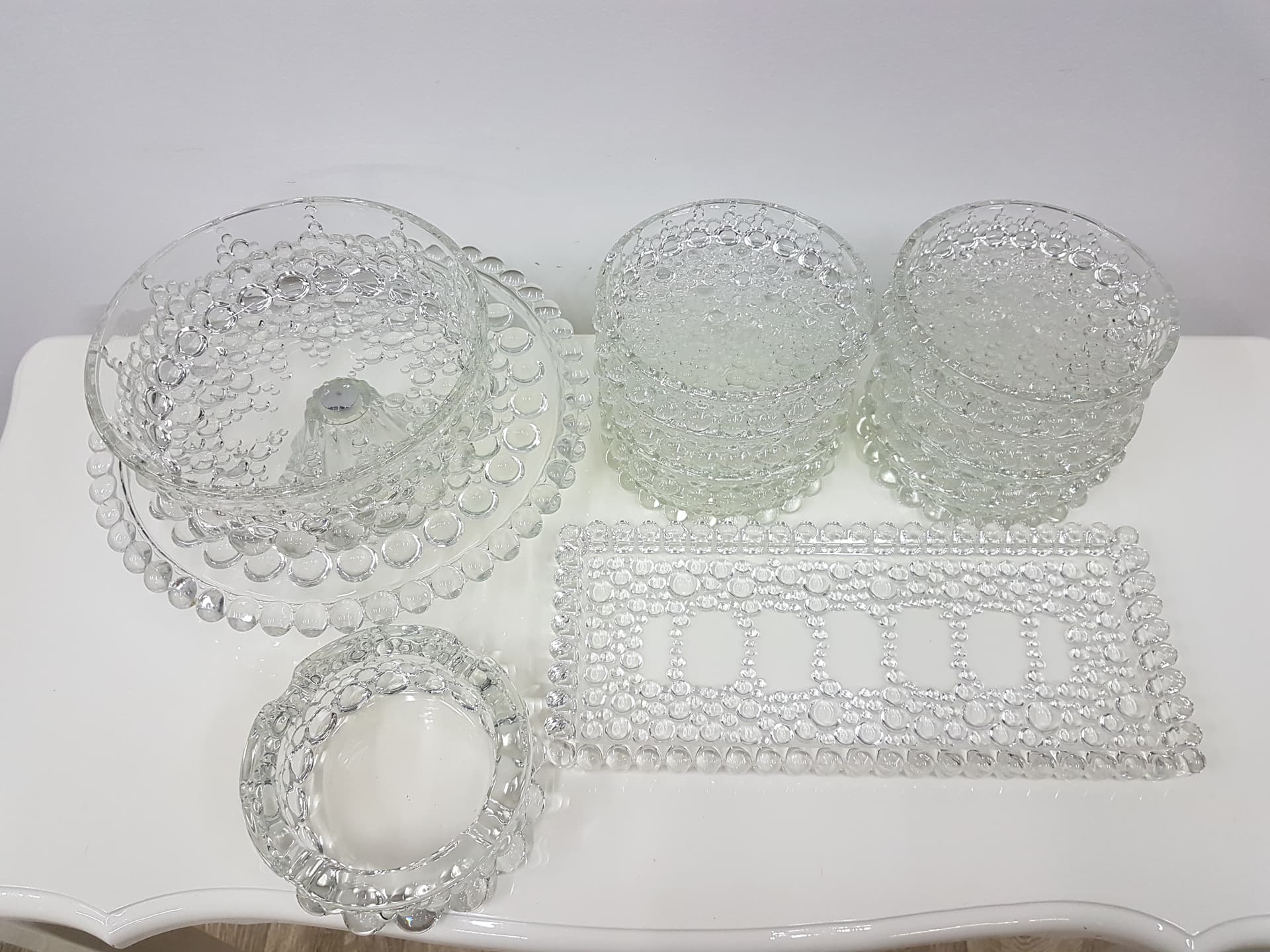Twelve-piece set Bolero Bubble, transparent crystal glass, Walther Glas, Germany, 1970s - 360608