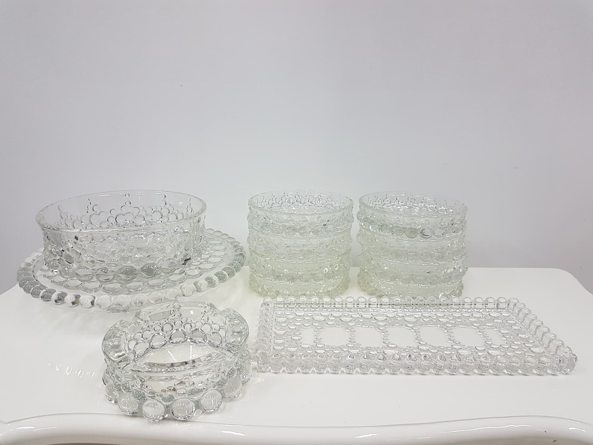 Twelve-piece set Bolero Bubble, transparent crystal glass, Walther Glas, Germany, 1970s - 360610