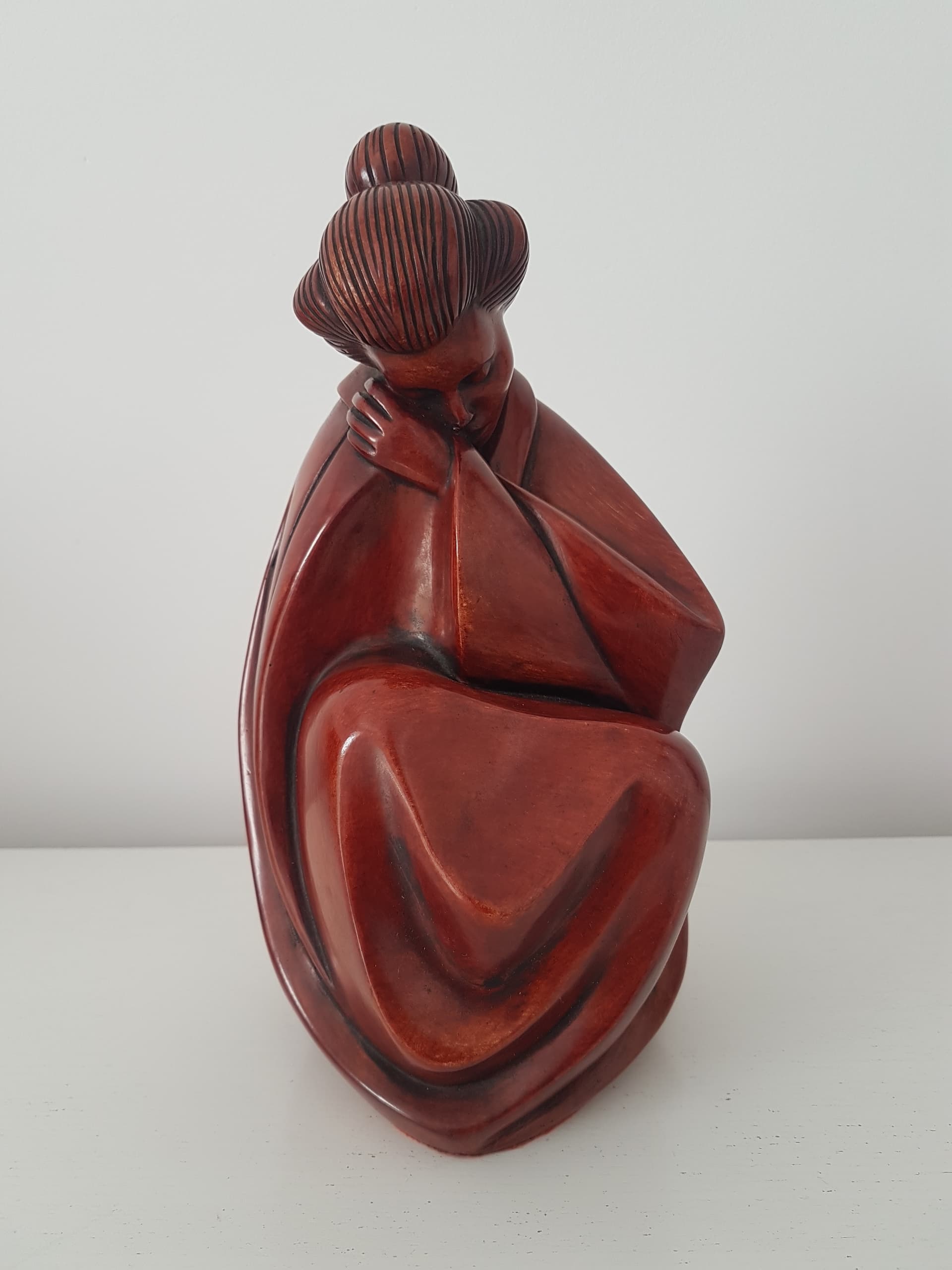 Figura Gejszy, ceramika brązowo-czerwona, Niemcy, lata 70. - 360656
