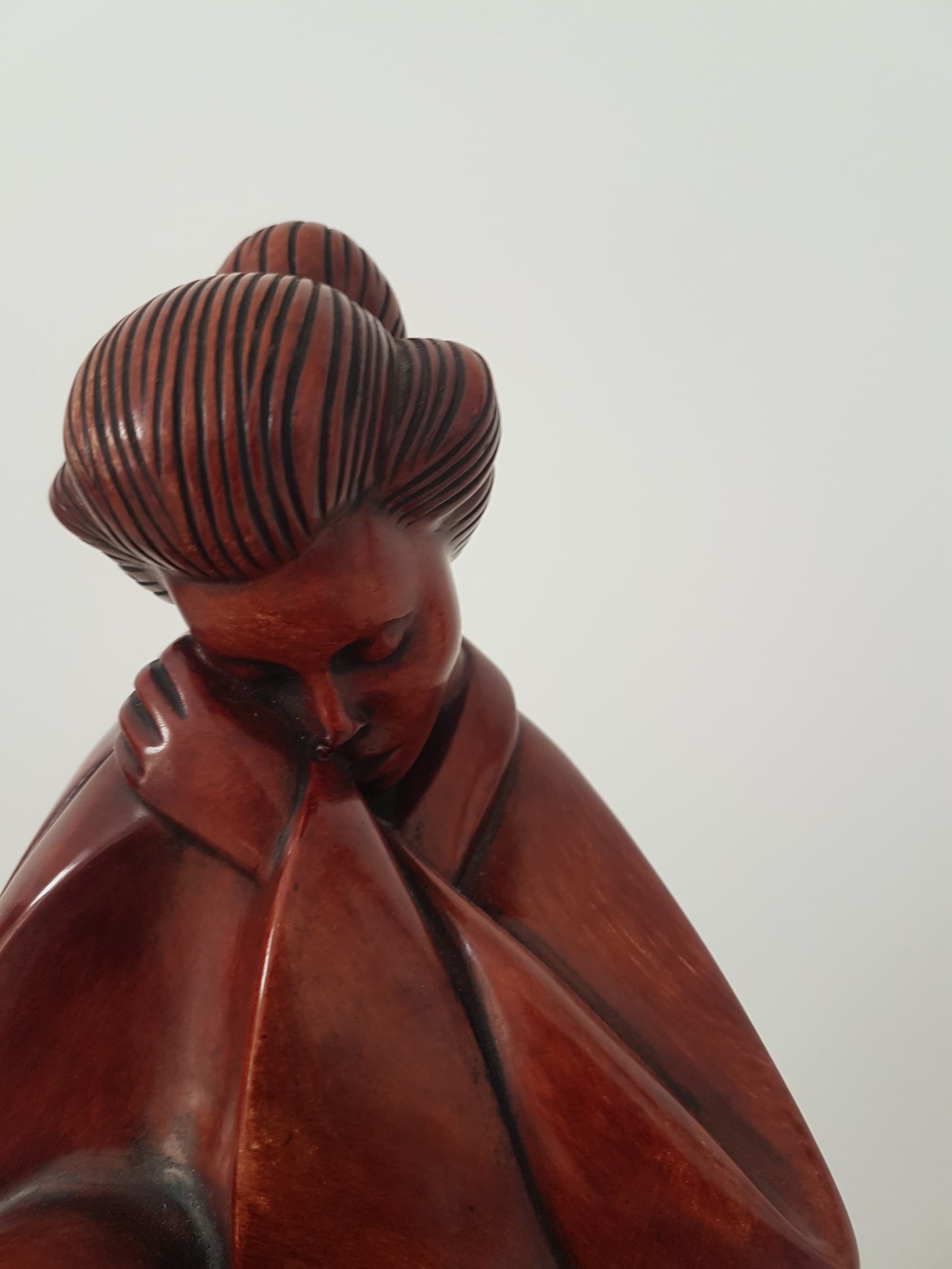 Figura Gejszy, ceramika brązowo-czerwona, Niemcy, lata 70. - 360655