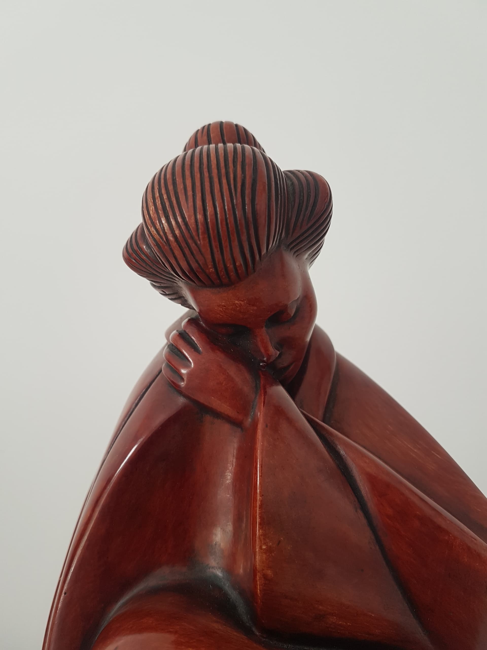 Figura Gejszy, ceramika brązowo-czerwona, Niemcy, lata 70. - 360657