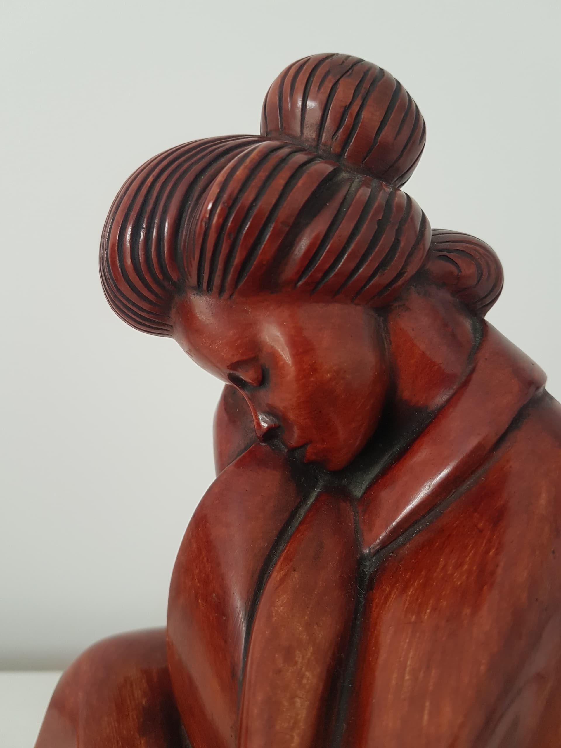 Figura Gejszy, ceramika brązowo-czerwona, Niemcy, lata 70. - 360662