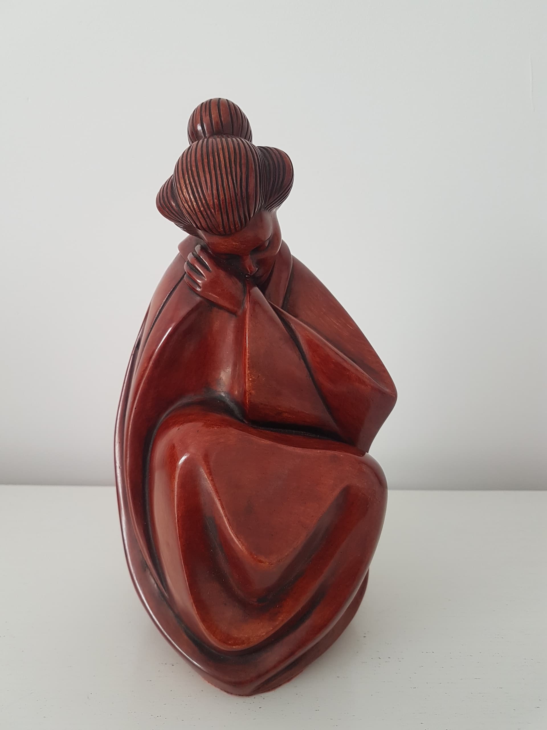 Figura Gejszy, ceramika brązowo-czerwona, Niemcy, lata 70. - 360664