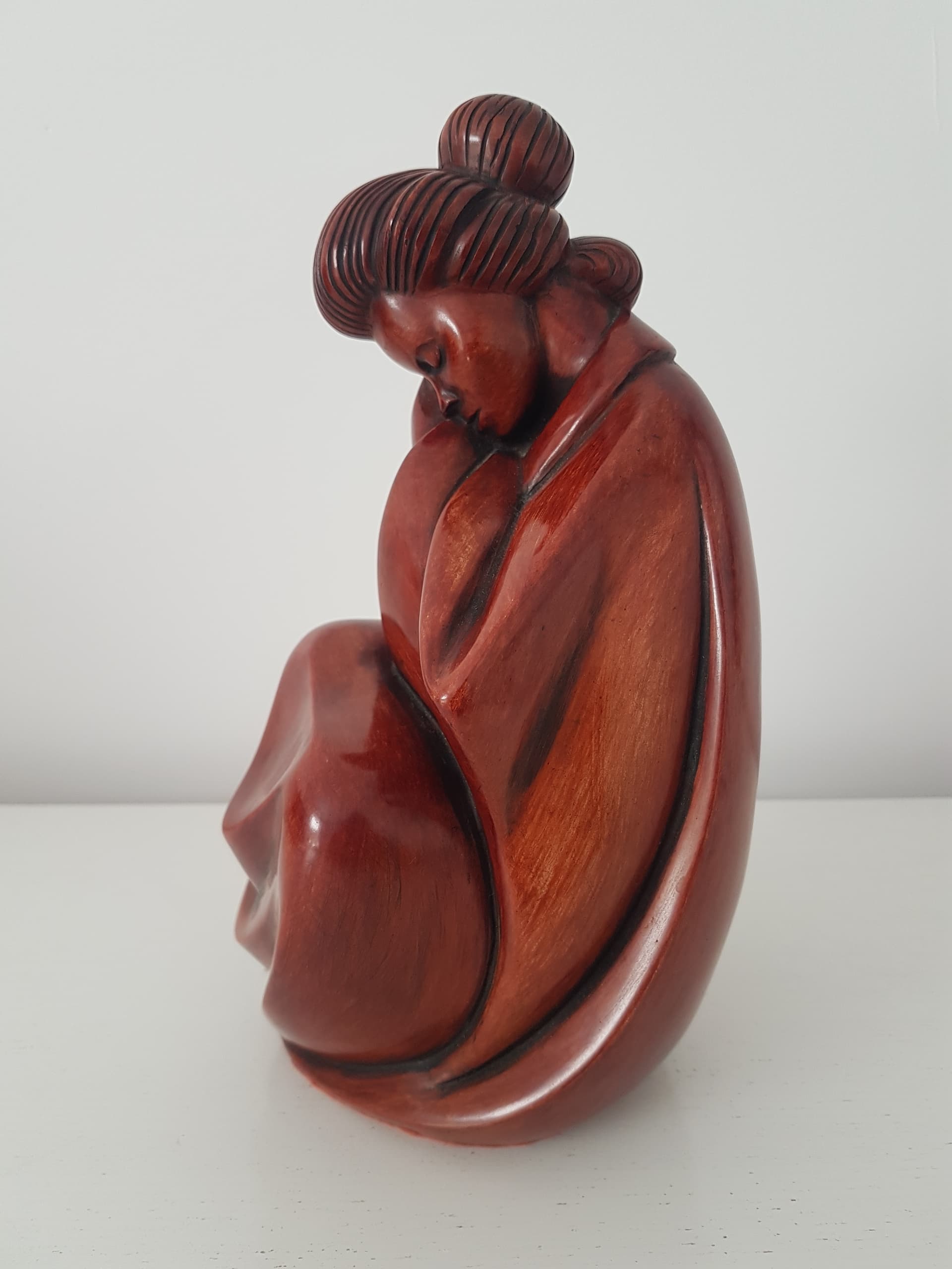 Figura Gejszy, ceramika brązowo-czerwona, Niemcy, lata 70. - 360661