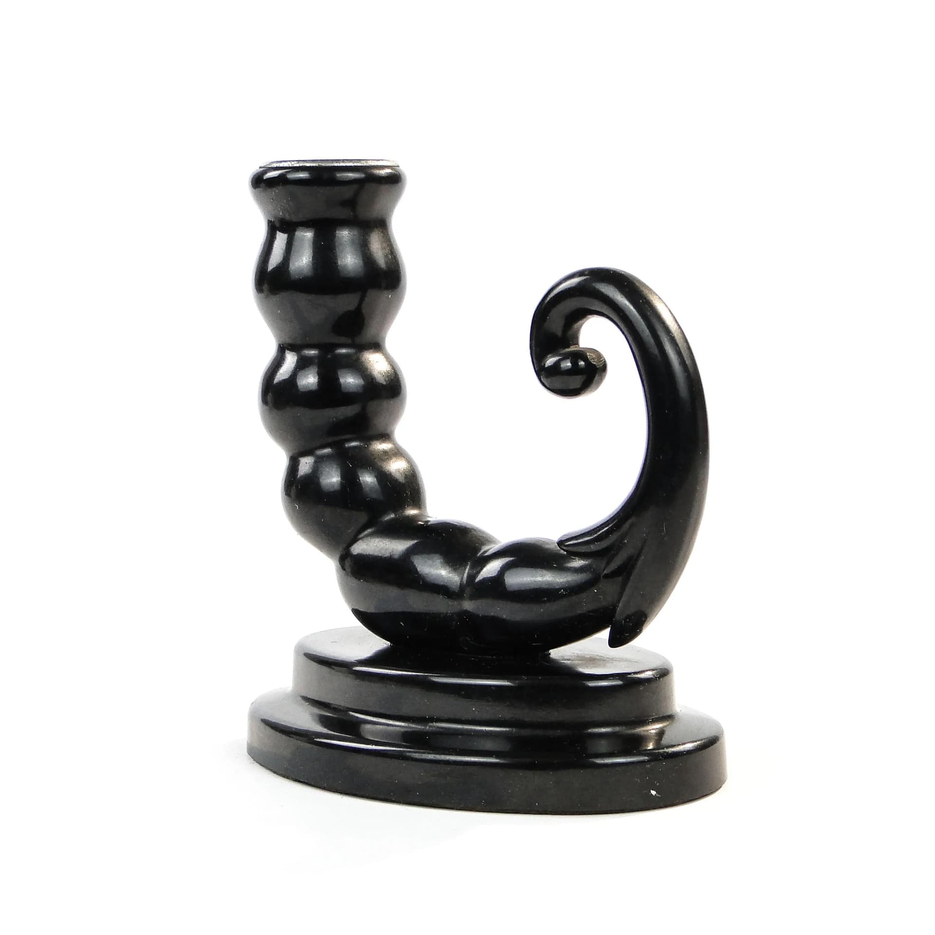 Kaganek Art Deco Skorpion, ebonit czarny, Anglia, lata 20. - 26471