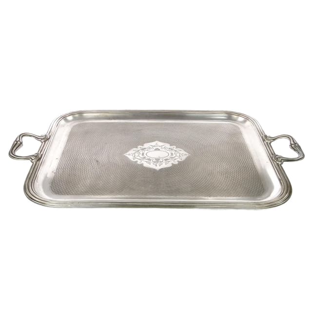 Serving tray, silver, silver-plated brass, Austria, early 20th c. - DIMENSION