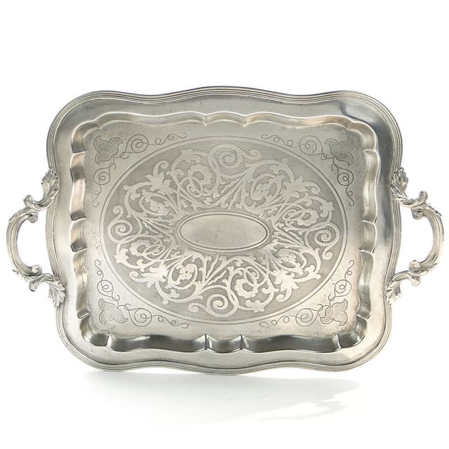Tray, silver-plated brass, Fraget Warsaw, Poland, 19th c. - DIMENSION