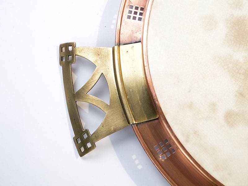 Tray Viennese Secession, blue white yellow ceramic, gold brass, red copper, early 20th c. - 360927