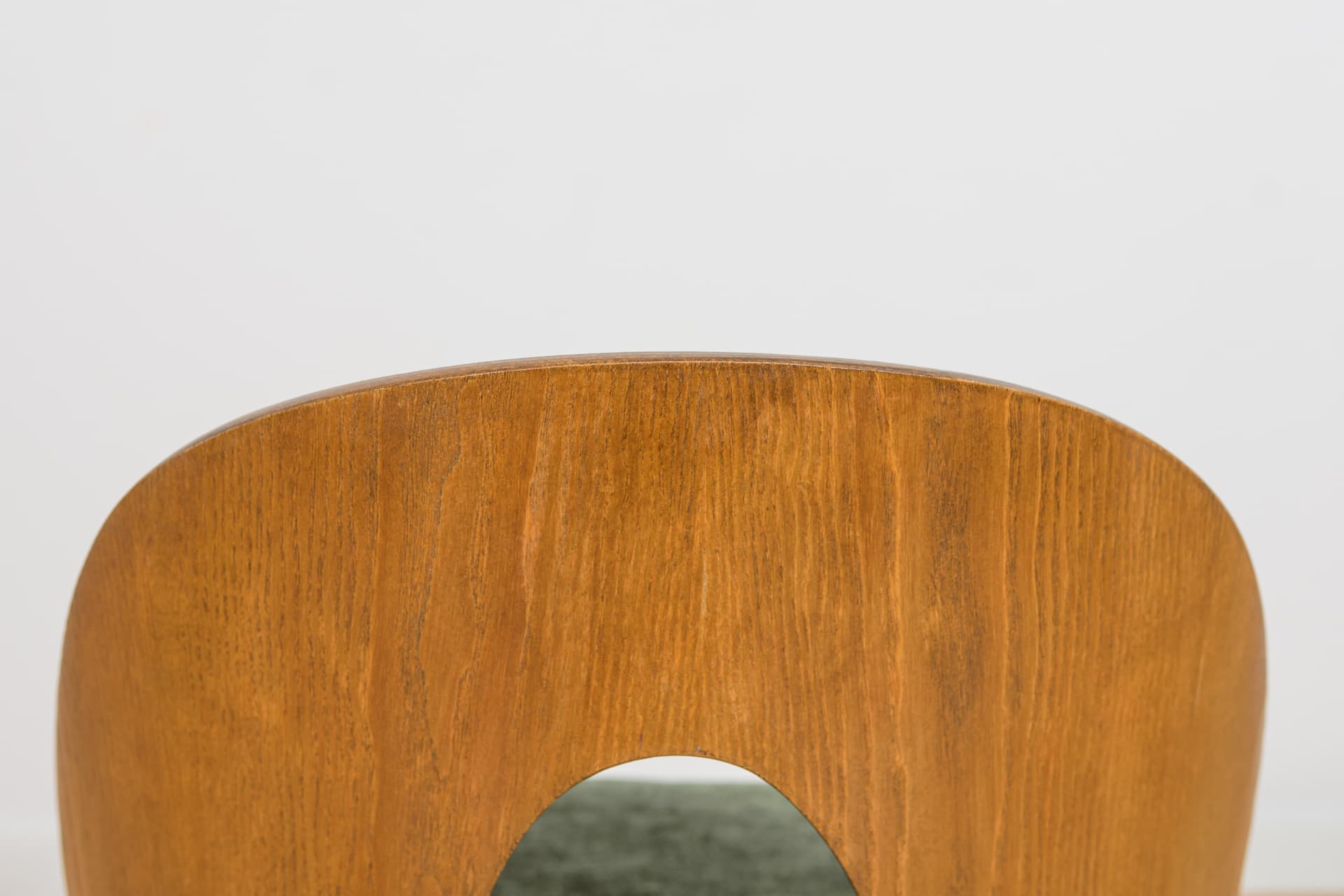 Set of four chairs, brown oak, green velvet, by A. Suman, Czechoslovakia, 1960s. - 360944