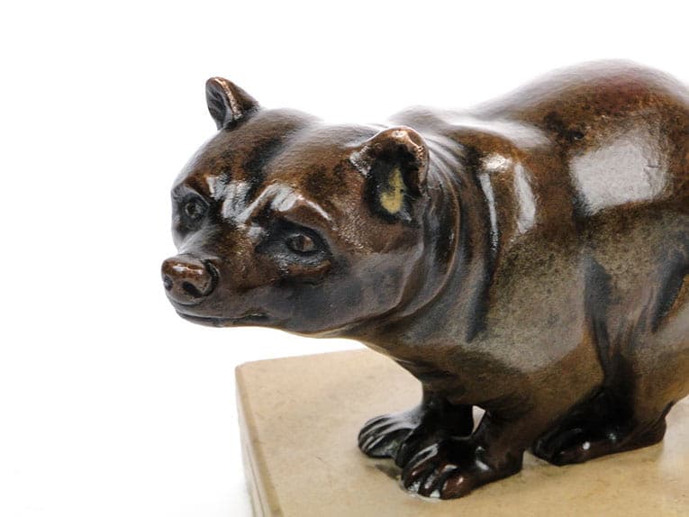 Figura jenota, brąz brązowy, marmur beżowy, Europa Zachodnia, lata 20. - 360961