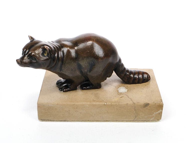 Figura jenota, brąz brązowy, marmur beżowy, Europa Zachodnia, lata 20. - 360956