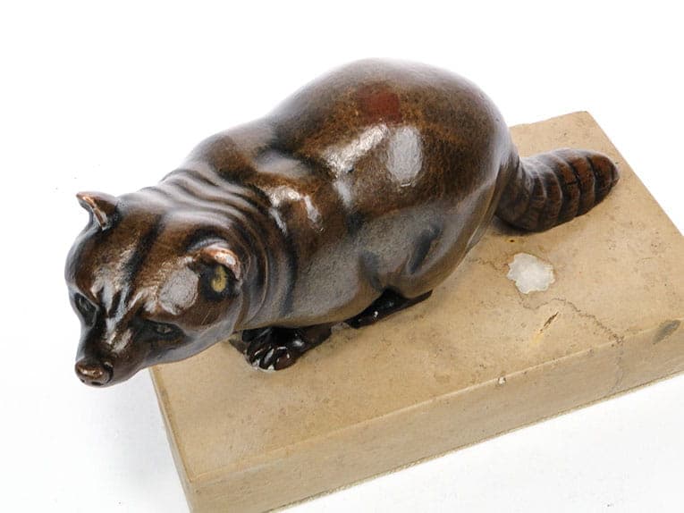 Figura jenota, brąz brązowy, marmur beżowy, Europa Zachodnia, lata 20. - 360960