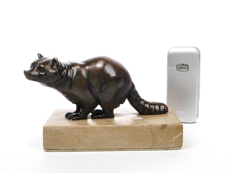 Figura jenota, brąz brązowy, marmur beżowy, Europa Zachodnia, lata 20. - 360957