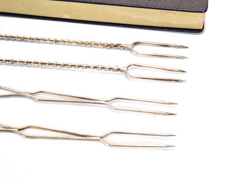 Set of appetizer forks New Look, silver-plated brass silver, amber brown, Poland, 1960s. - 360965