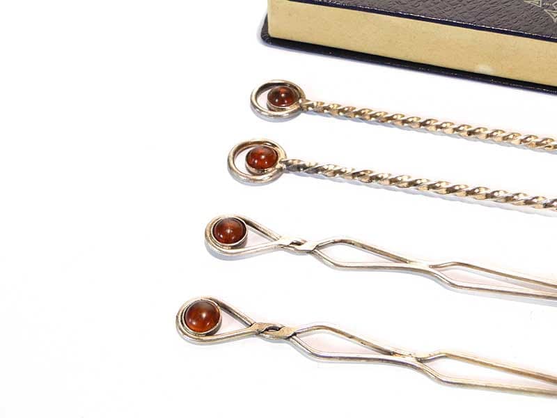 Set of appetizer forks New Look, silver-plated brass silver, amber brown, Poland, 1960s. - 360964