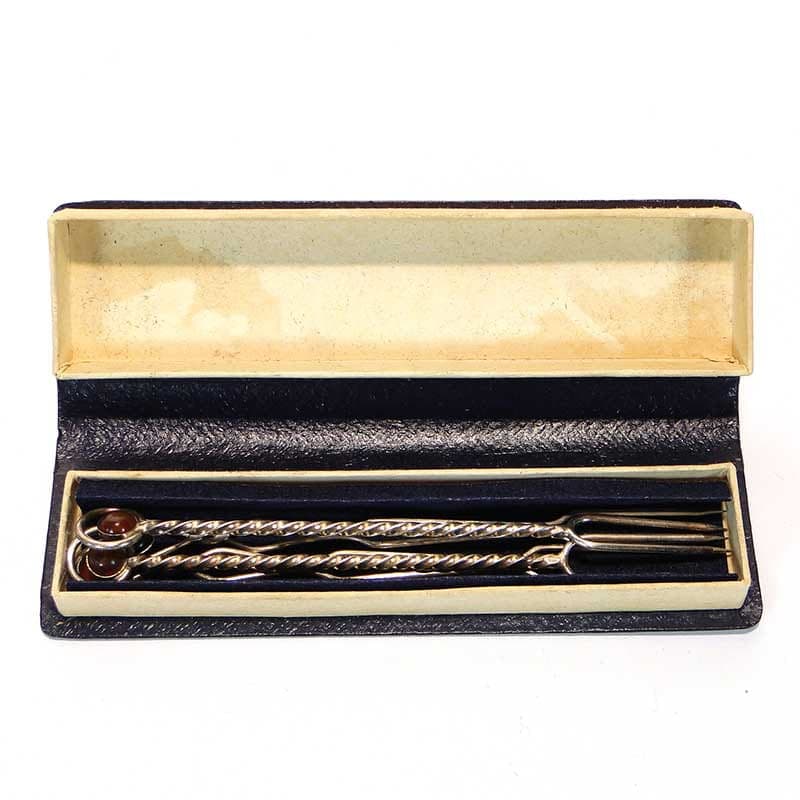 Set of appetizer forks New Look, silver-plated brass silver, amber brown, Poland, 1960s. - 360962