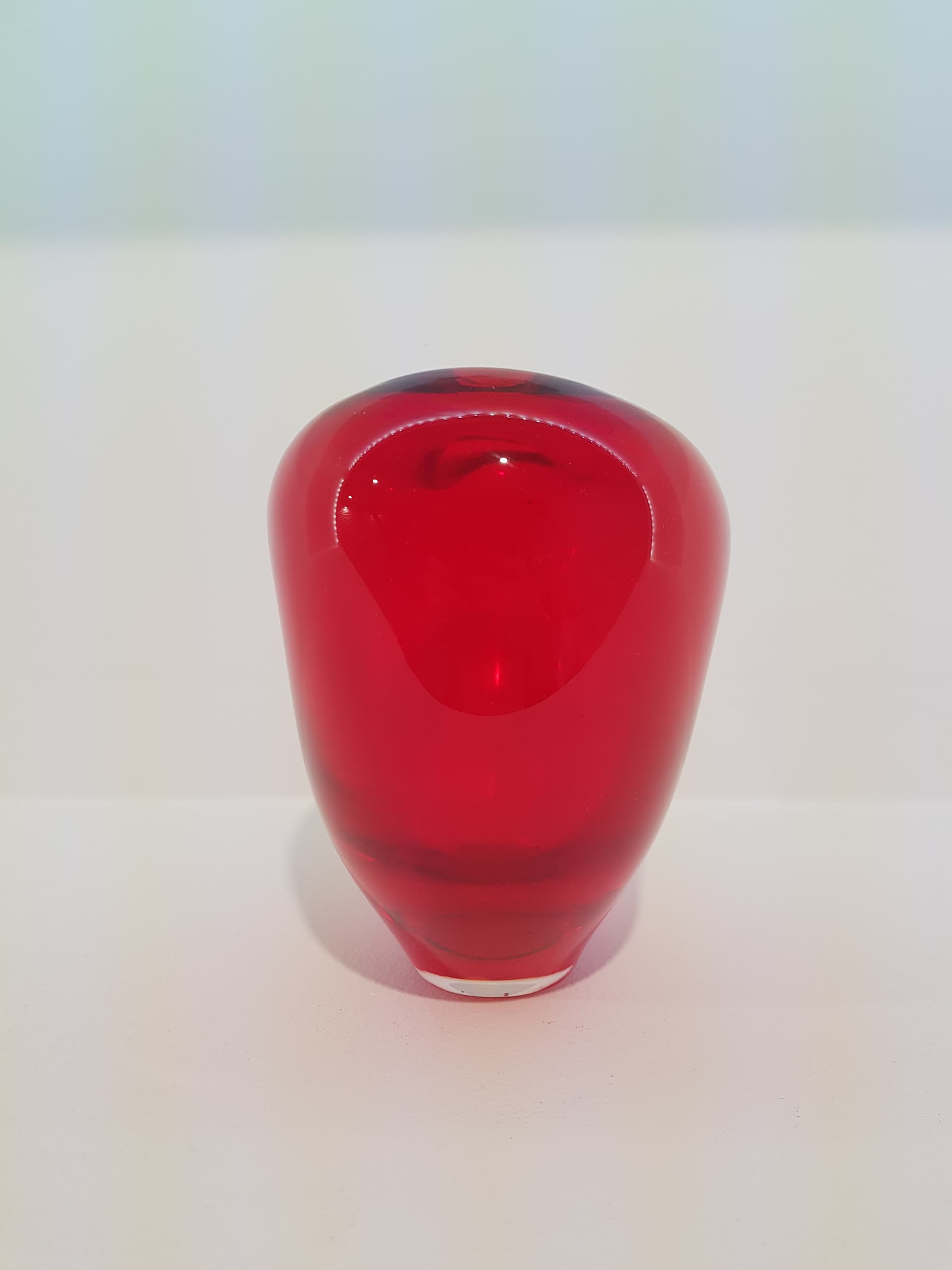 Vase, red clear, crystal, by P. Lütken, Holmegaard, Denmark, 1960s. - 360979