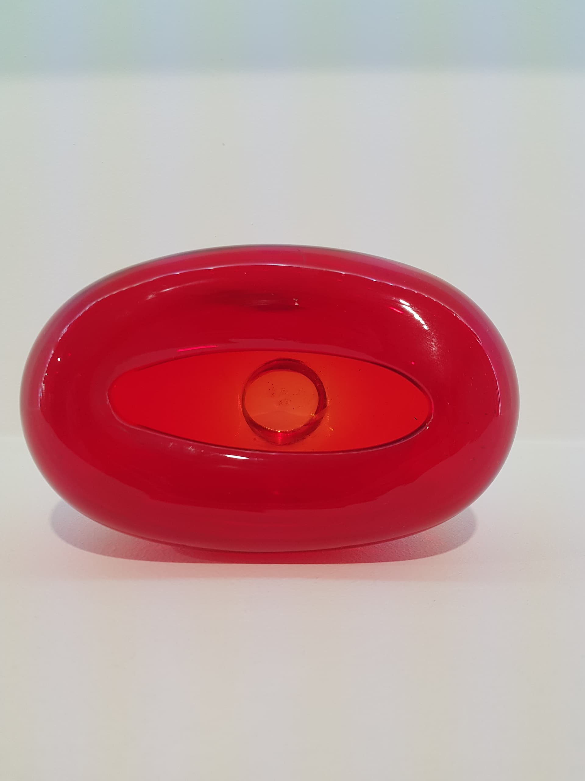 Vase, red clear, crystal, by P. Lütken, Holmegaard, Denmark, 1960s. - 360974