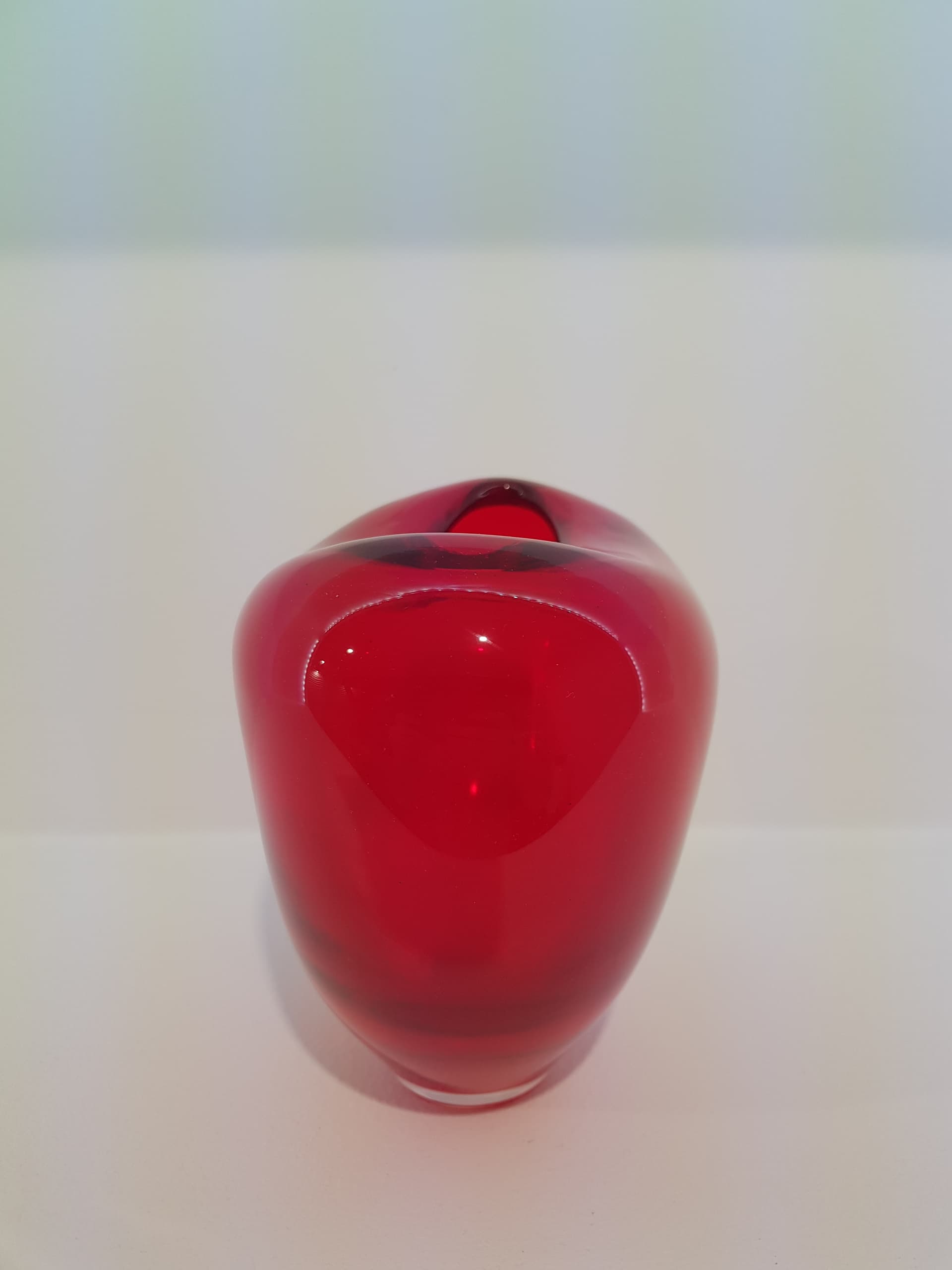 Vase, red clear, crystal, by P. Lütken, Holmegaard, Denmark, 1960s. - 360973