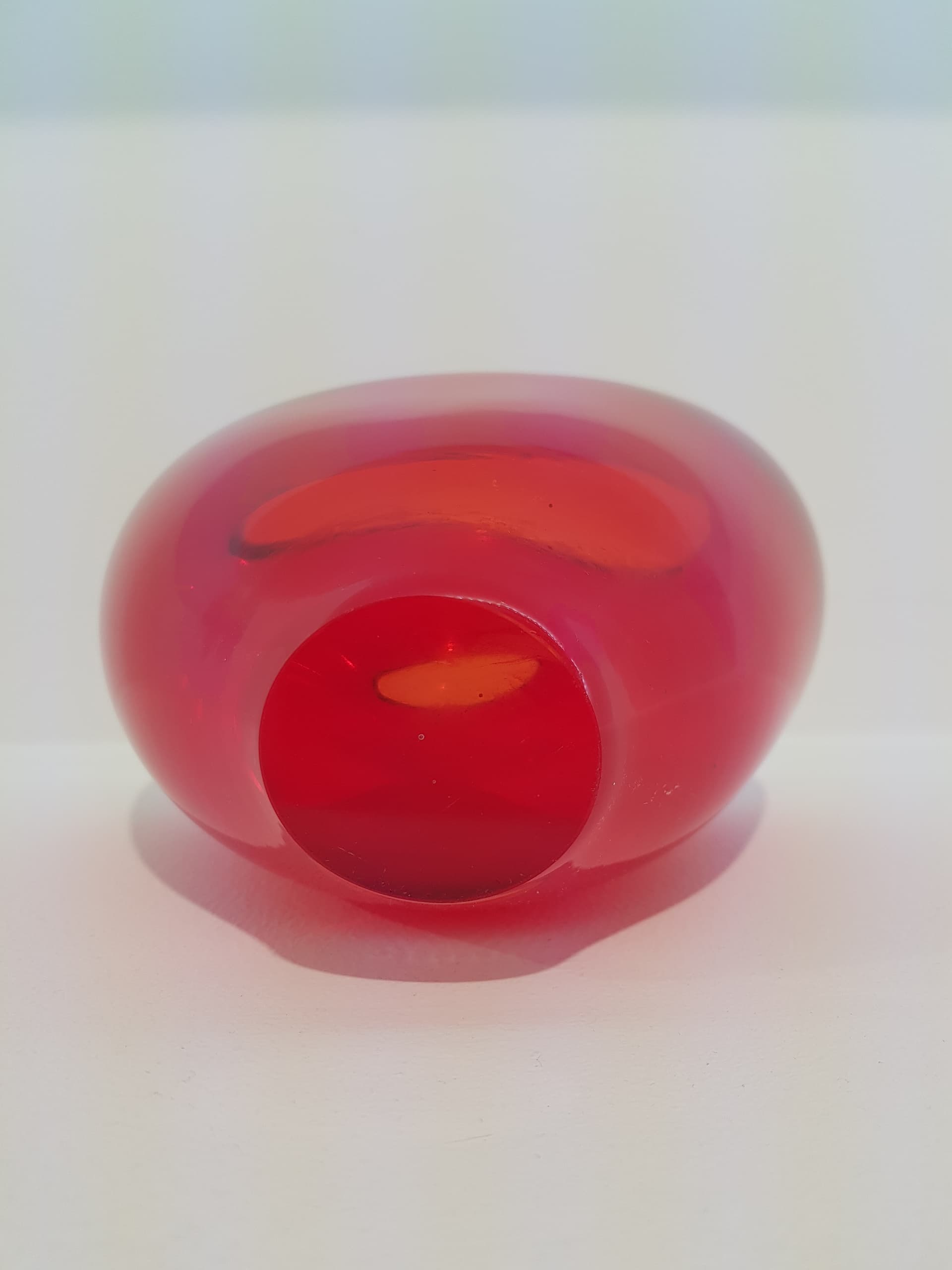 Vase, red clear, crystal, by P. Lütken, Holmegaard, Denmark, 1960s. - 360975