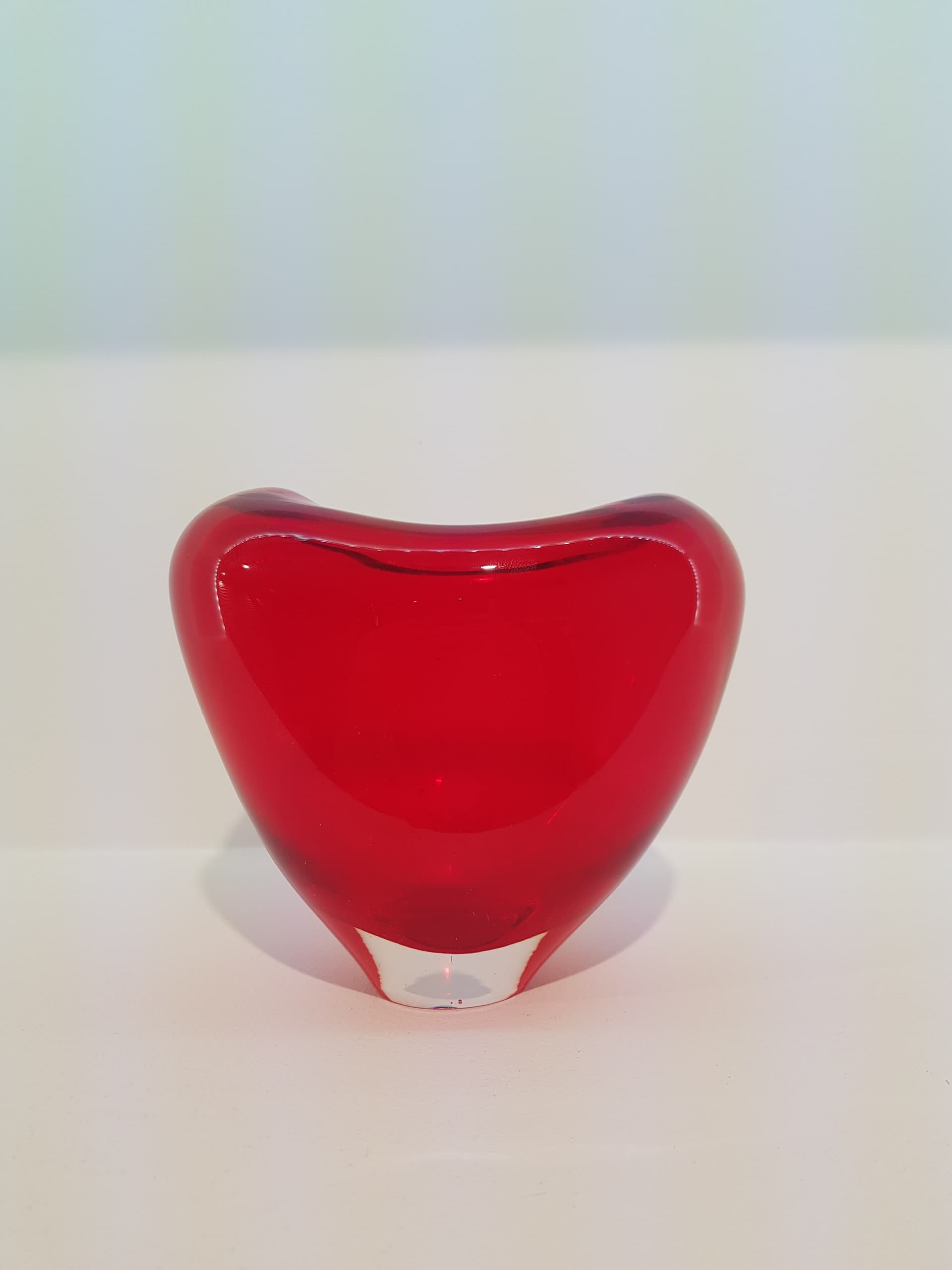 Vase, red clear, crystal, by P. Lütken, Holmegaard, Denmark, 1960s. - 360972