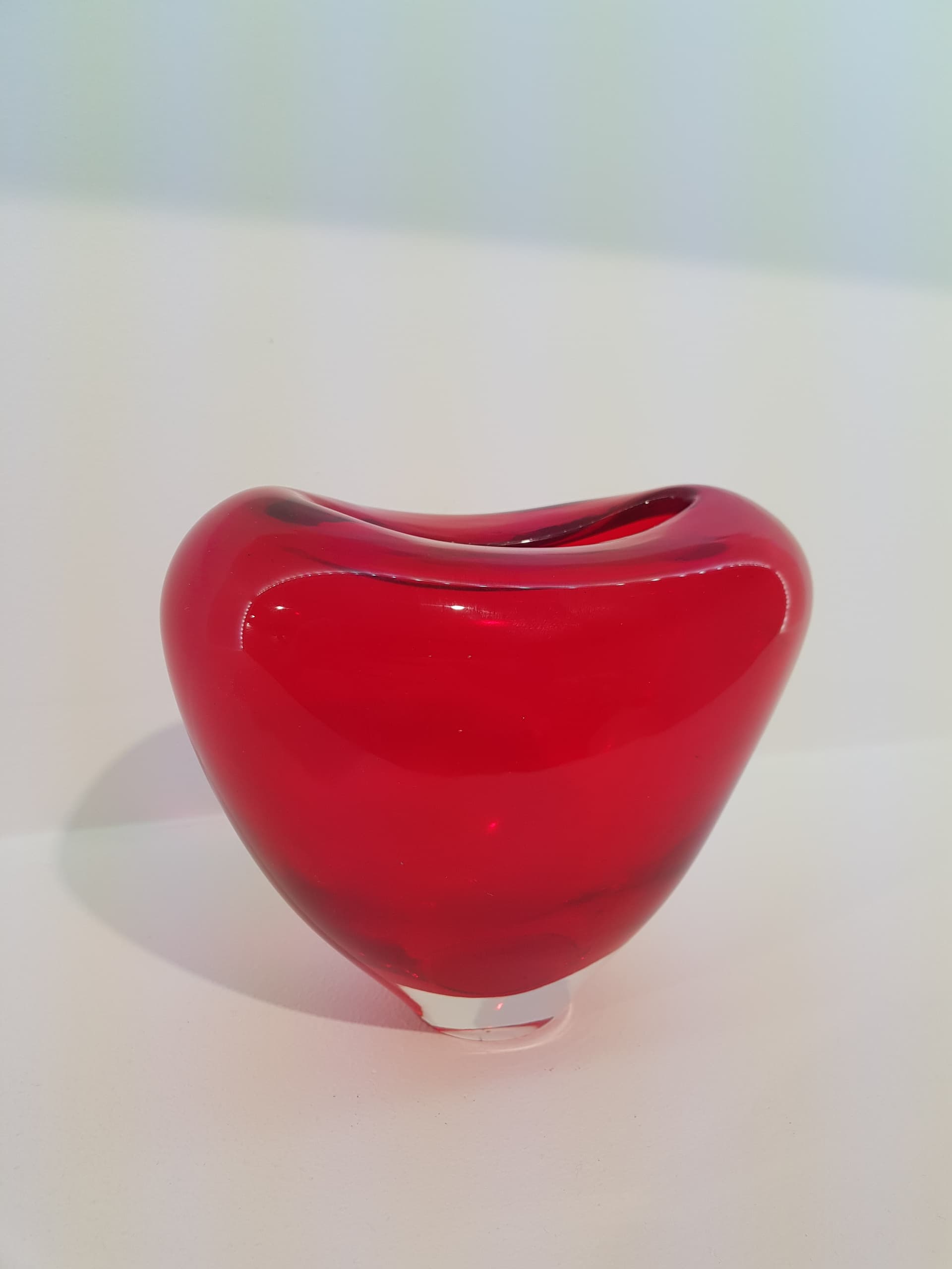 Vase, red clear, crystal, by P. Lütken, Holmegaard, Denmark, 1960s. - 360978