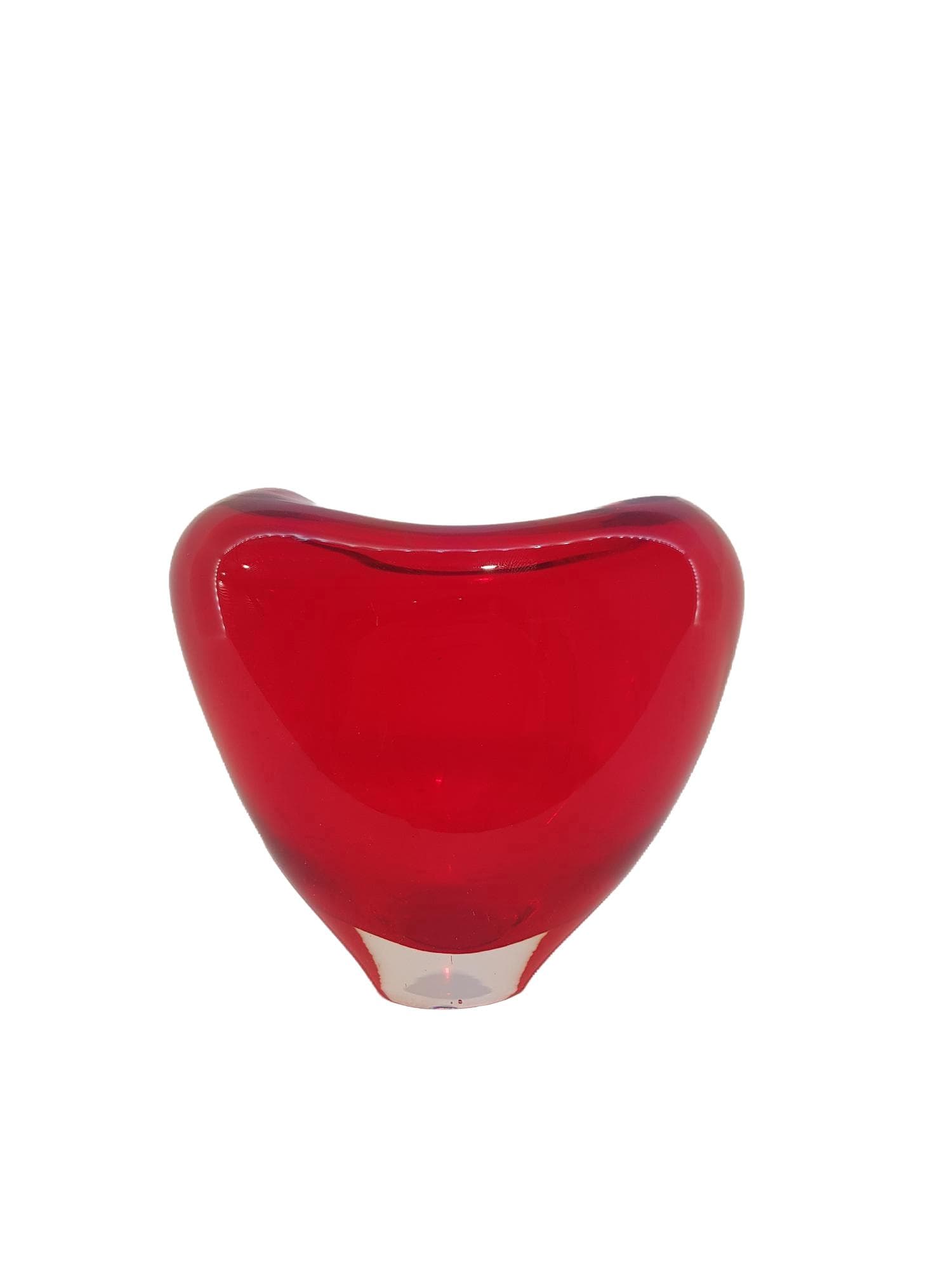 Vase, red clear, crystal, by P. Lütken, Holmegaard, Denmark, 1960s.