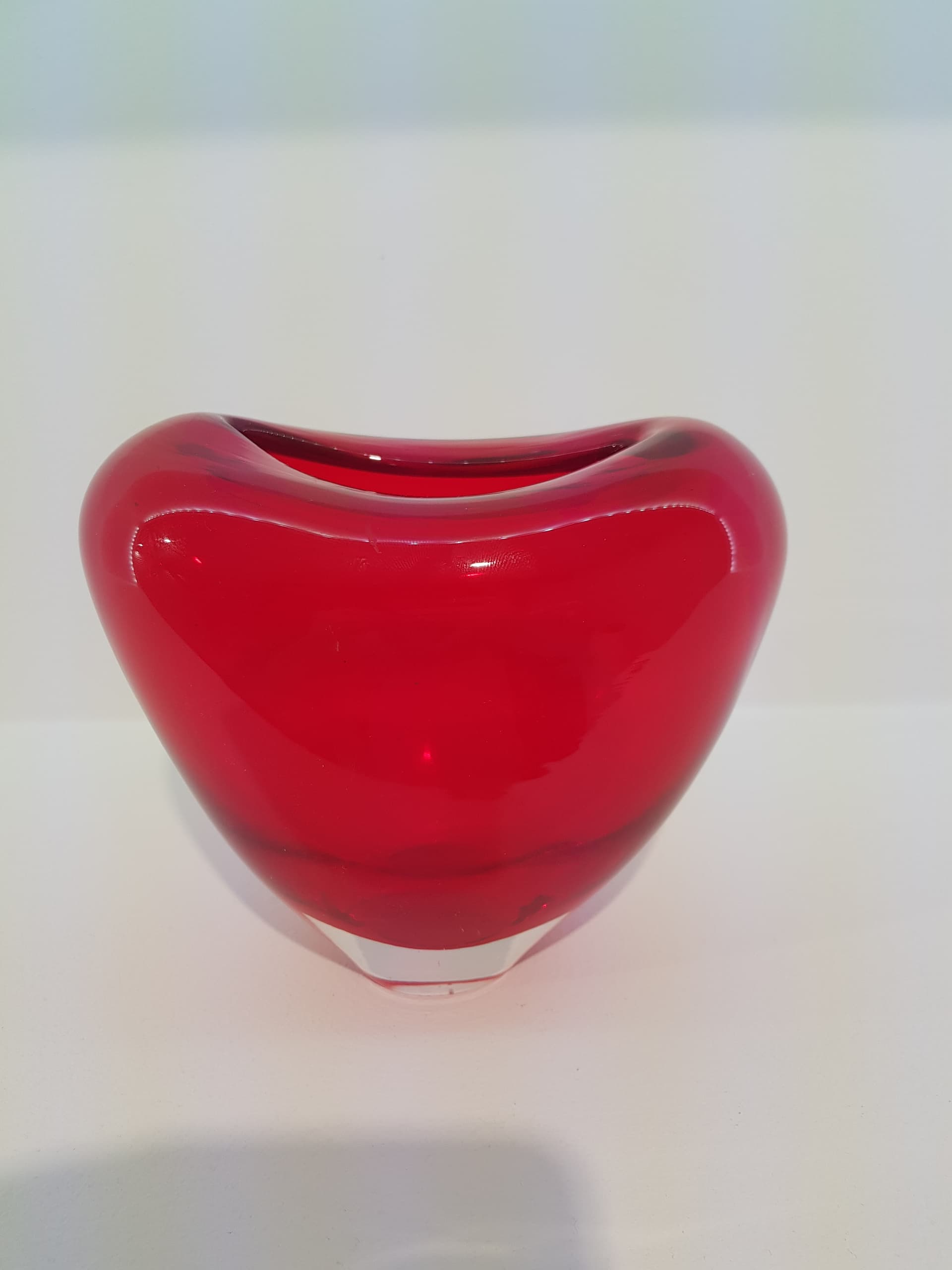 Vase, red clear, crystal, by P. Lütken, Holmegaard, Denmark, 1960s. - 360976