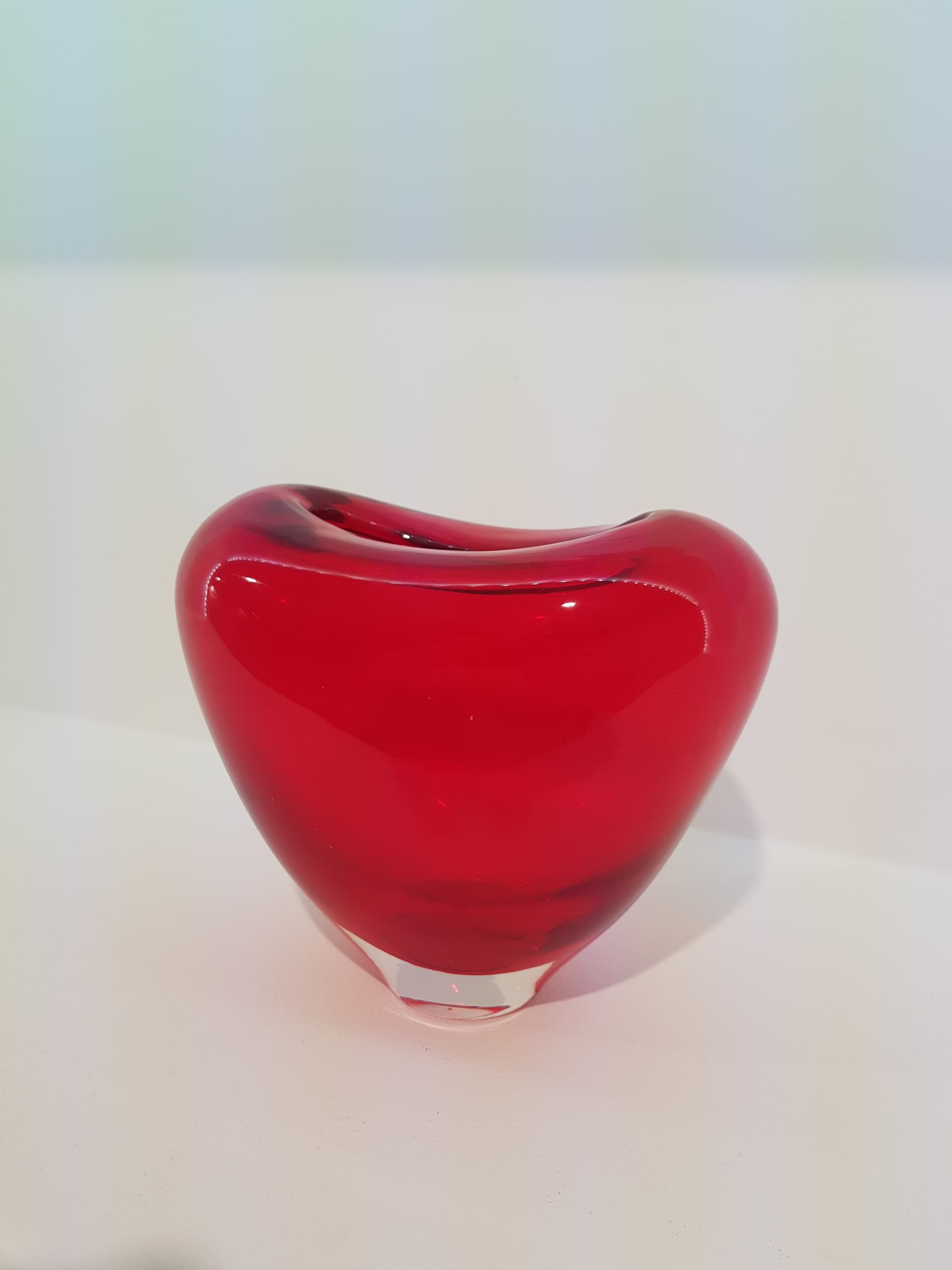 Vase, red clear, crystal, by P. Lütken, Holmegaard, Denmark, 1960s. - 360977