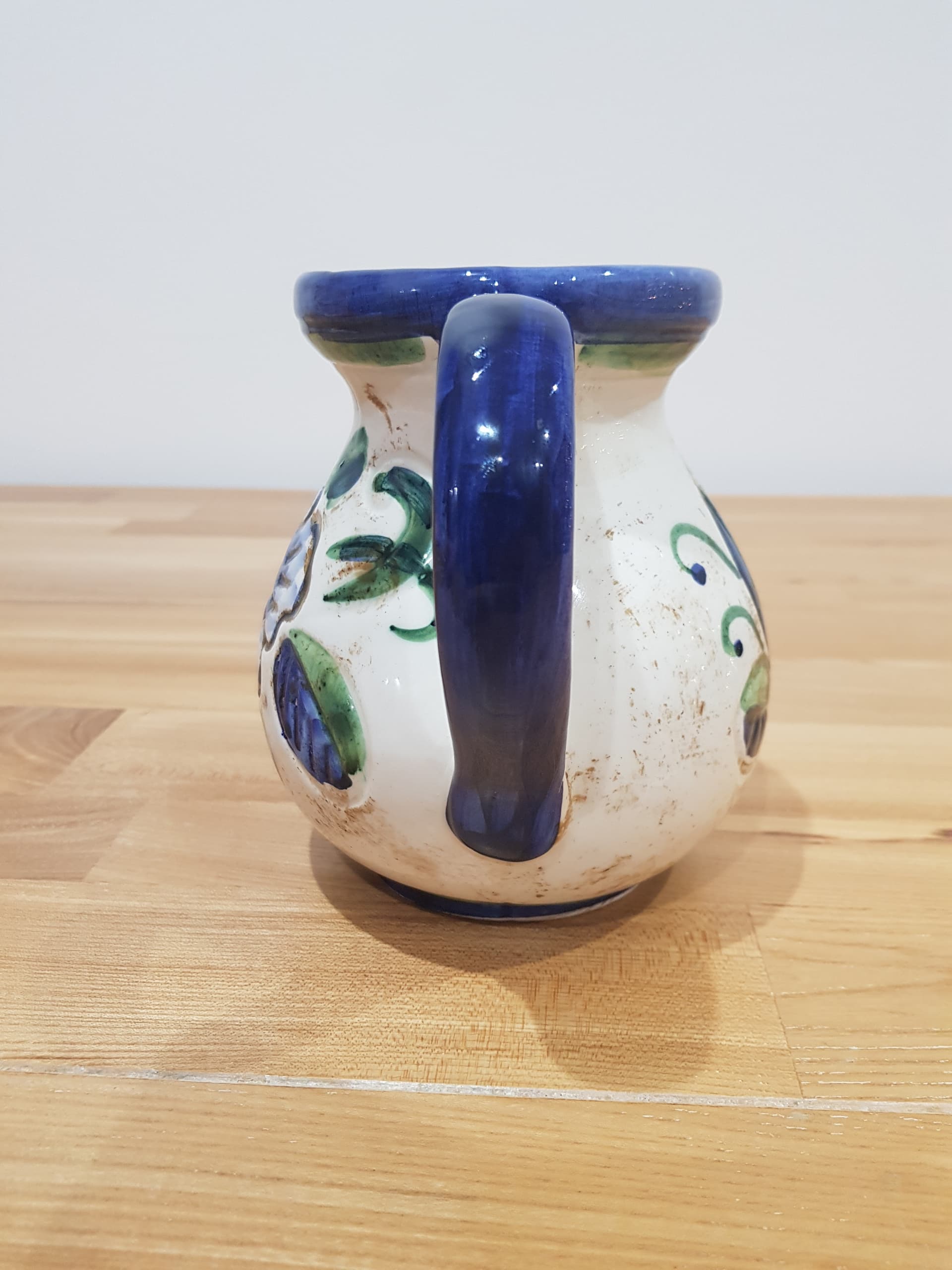 Decorative jug, white blue green yellow, ceramic, by C. Bernini, Italy, 1960s. - 360982