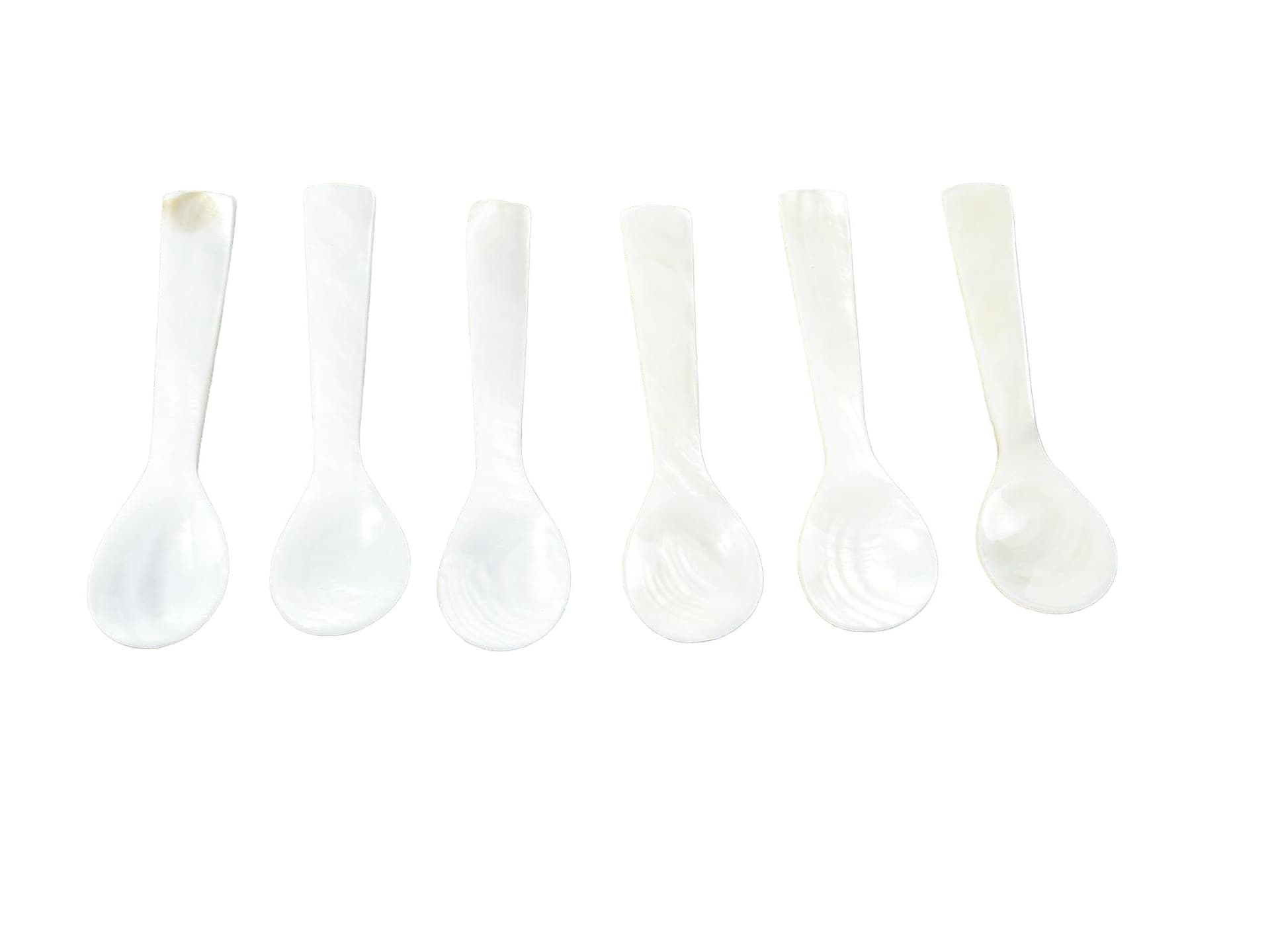 Set of caviar spoons, white, mother-of-pearl, Southeast Asia, 19th century